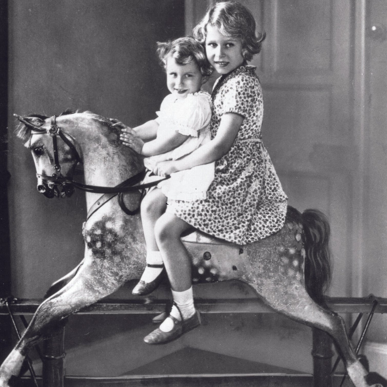 The real Tinkerbell with its namesake replica rocking horse.