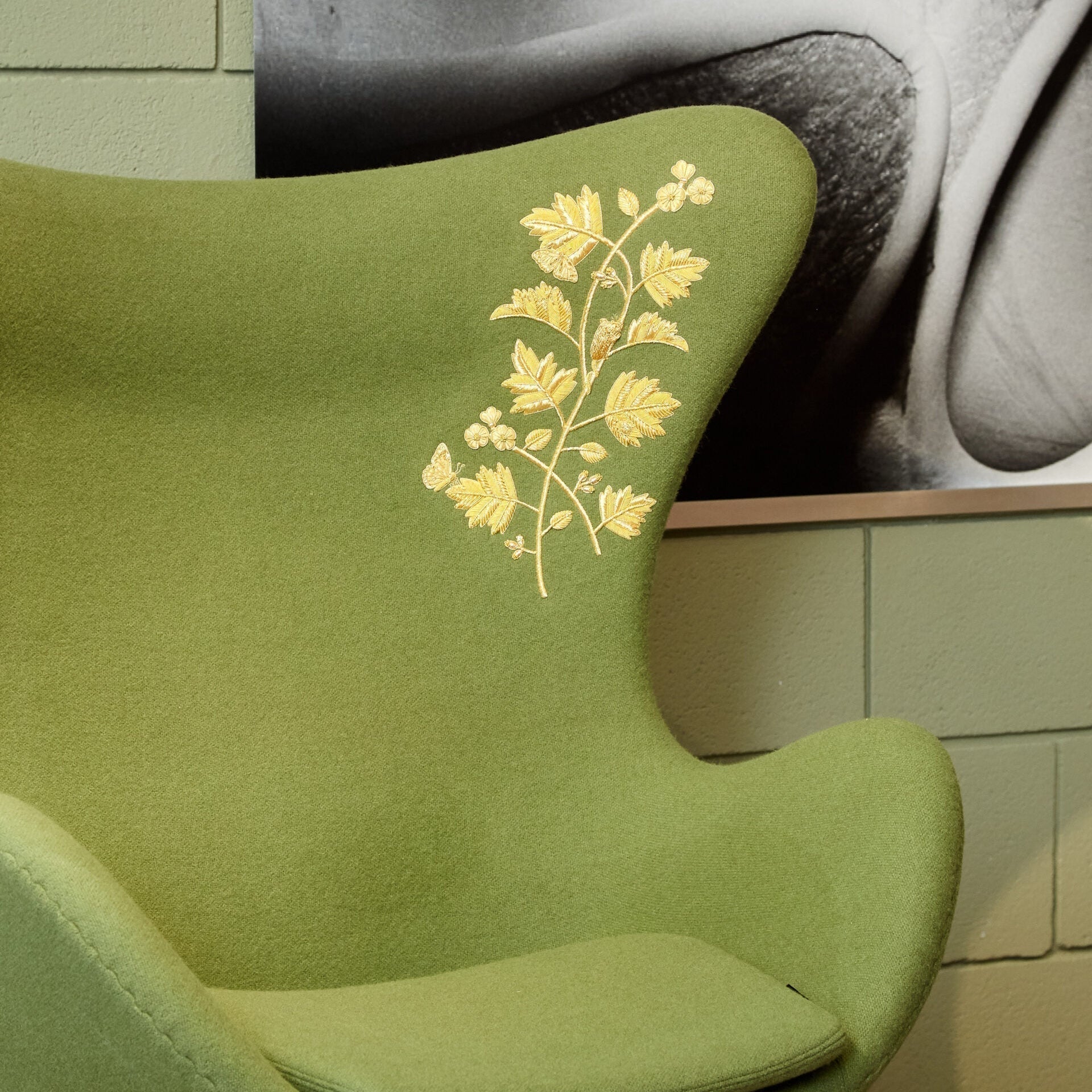 Fritz Hansen Chair with Hand & Lock Embroidery