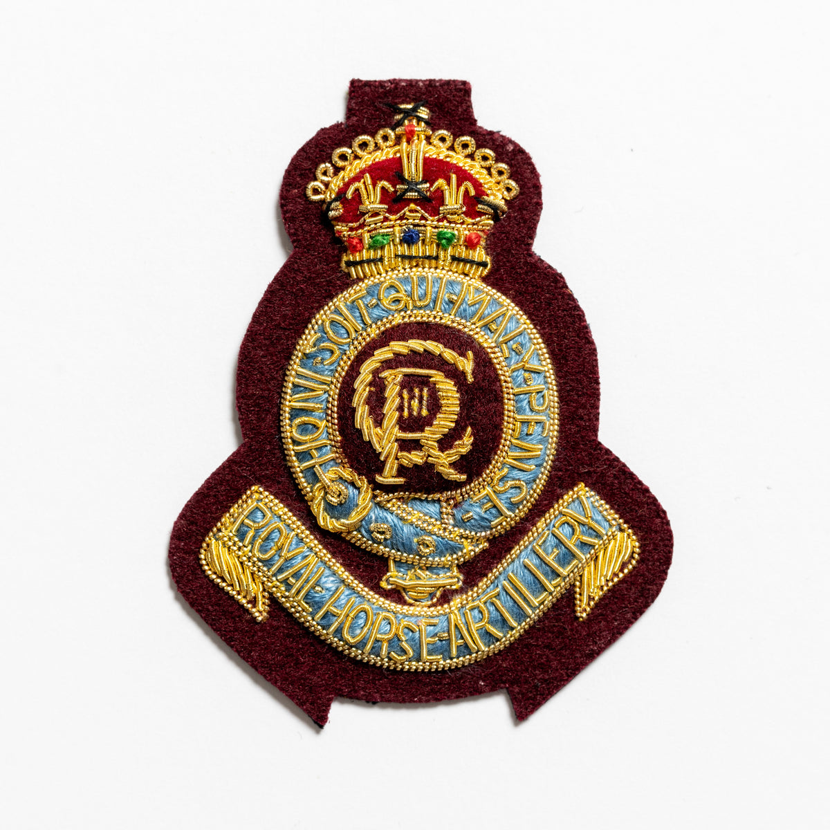 7th Royal Horse Artillery Beret Badge on Maroon