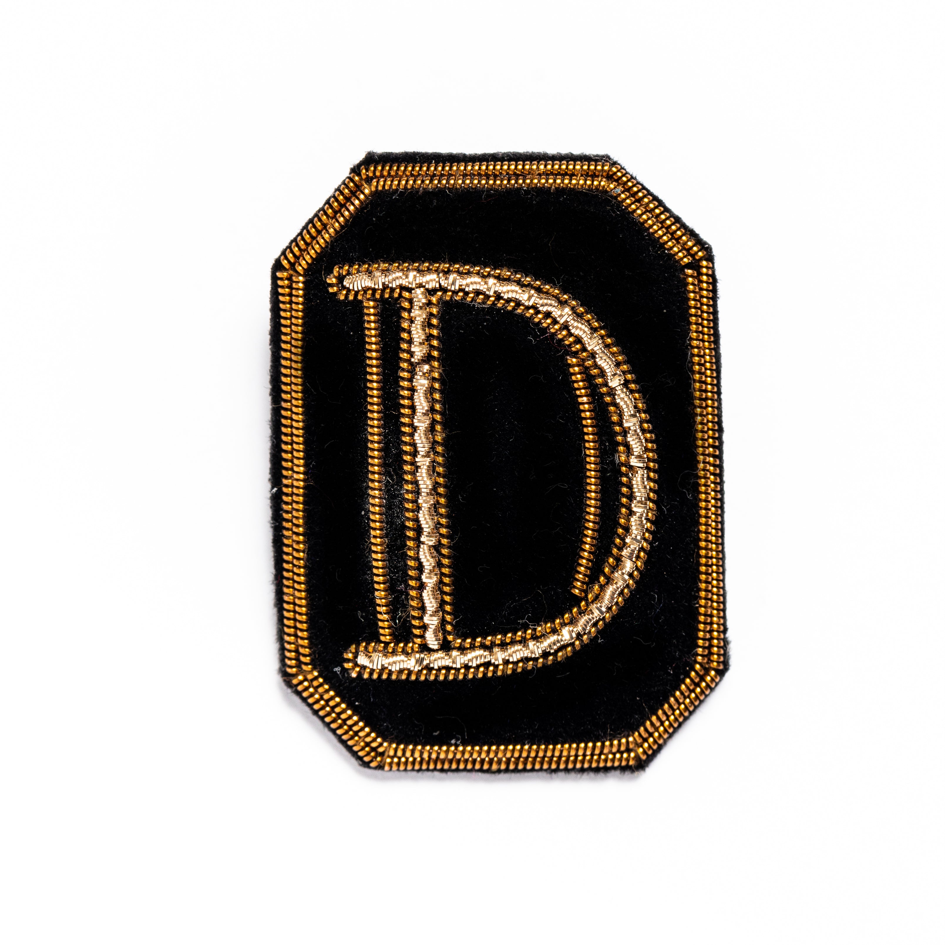 Antique Hand Embroidered Letter Brooch