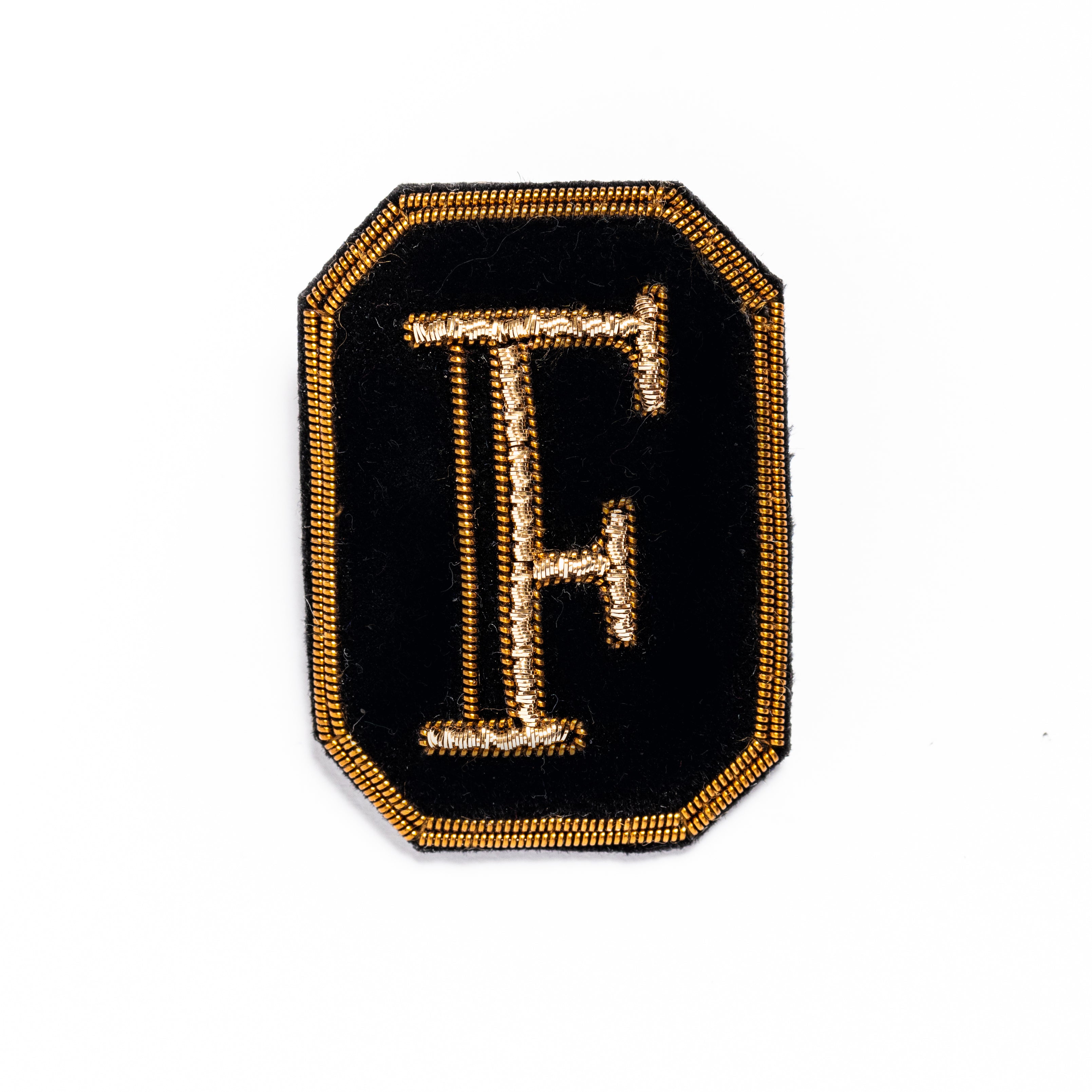 Antique Hand Embroidered Letter Brooch