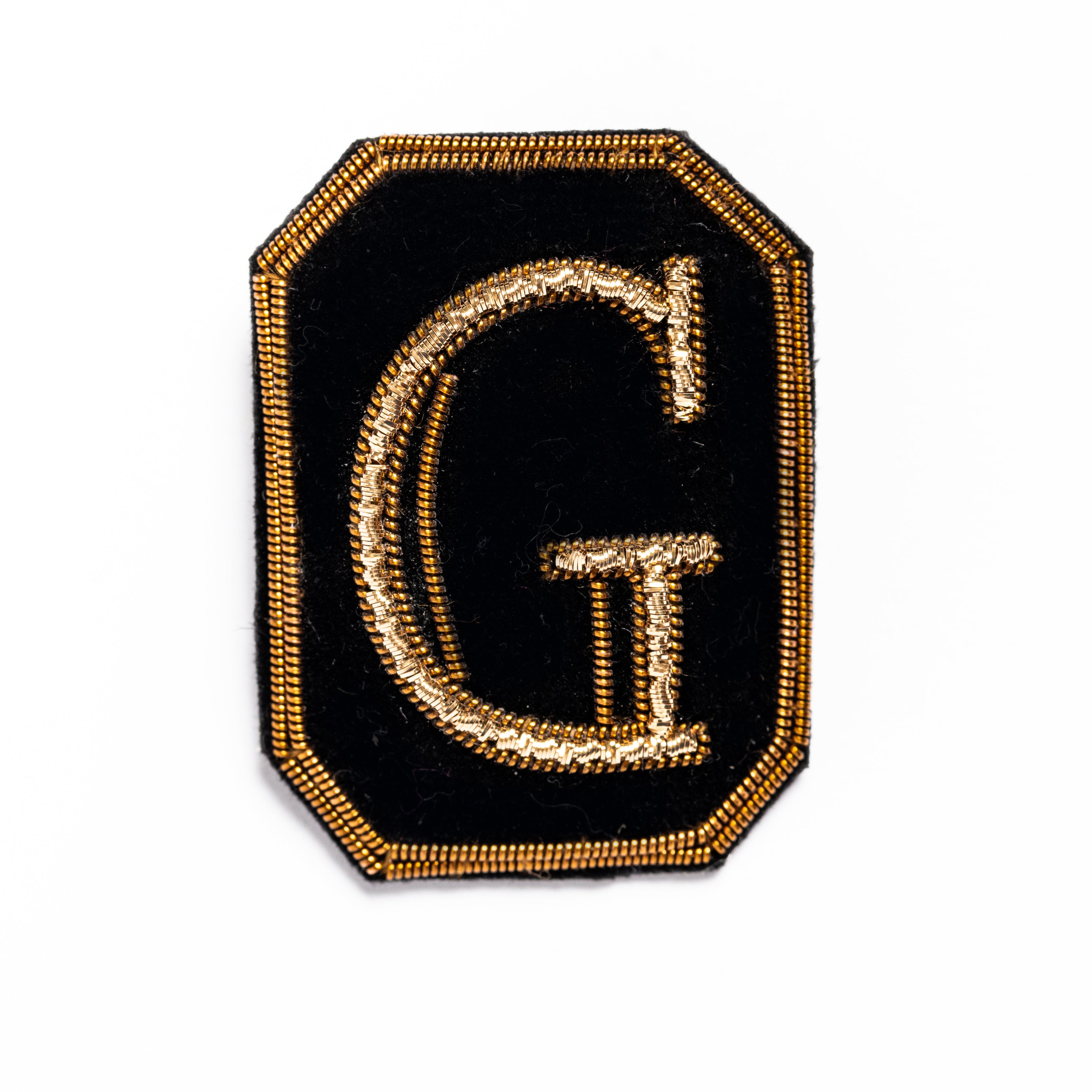 Antique Hand Embroidered Letter Brooch