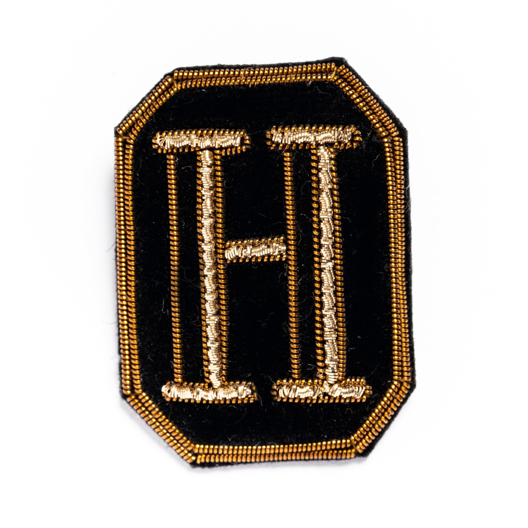 Antique Hand Embroidered Letter Brooch