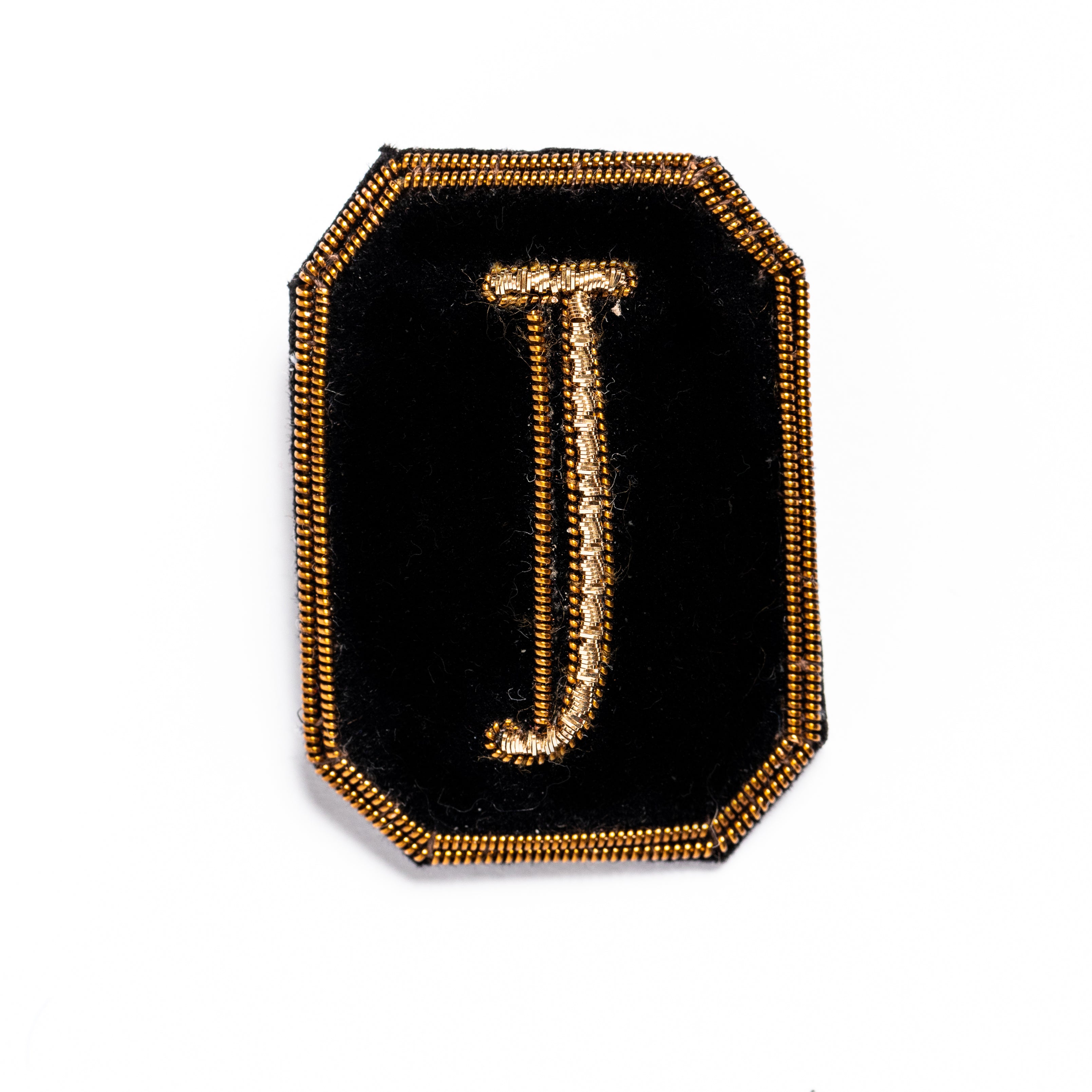 Antique Hand Embroidered Letter Brooch