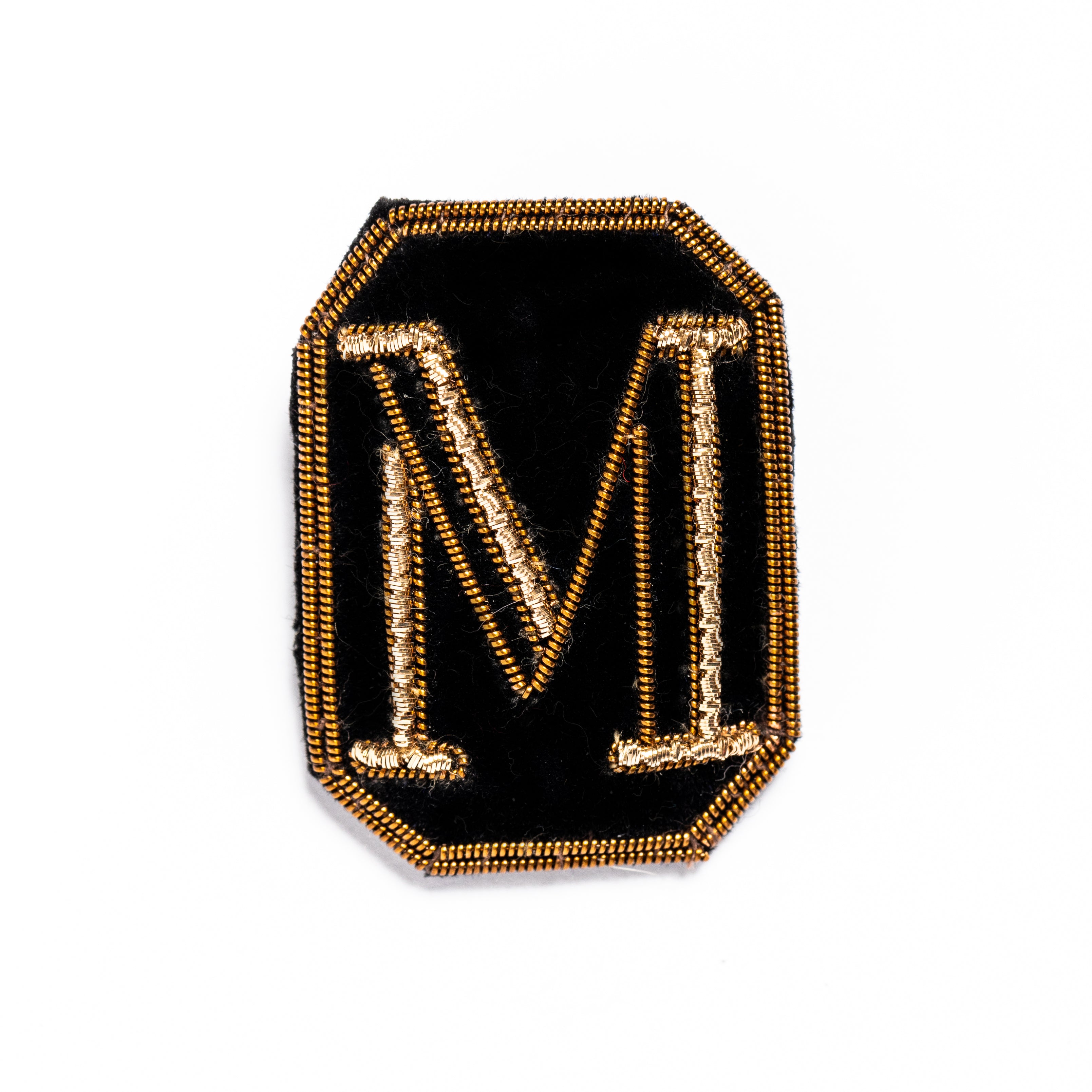 Antique Hand Embroidered Letter Brooch