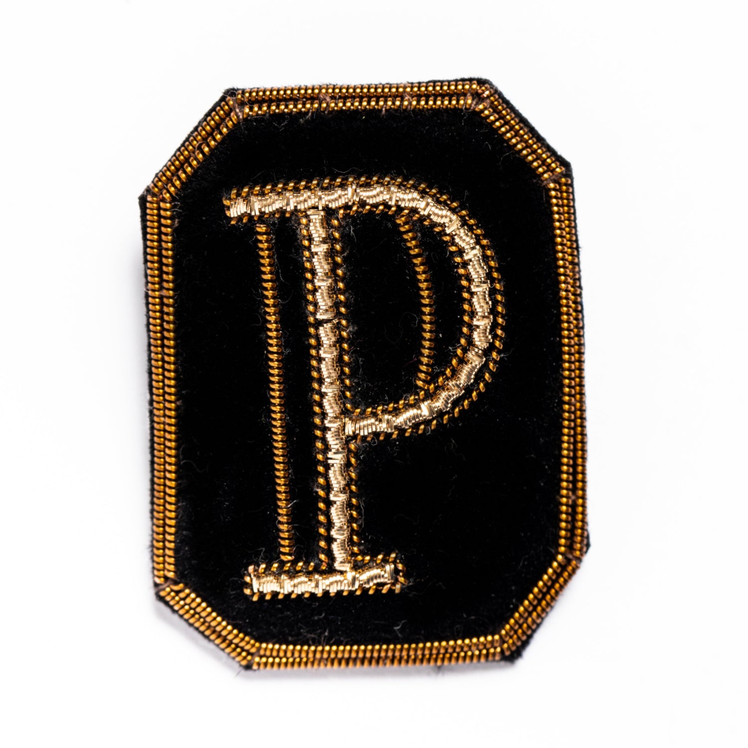 Antique Hand Embroidered Letter Brooch