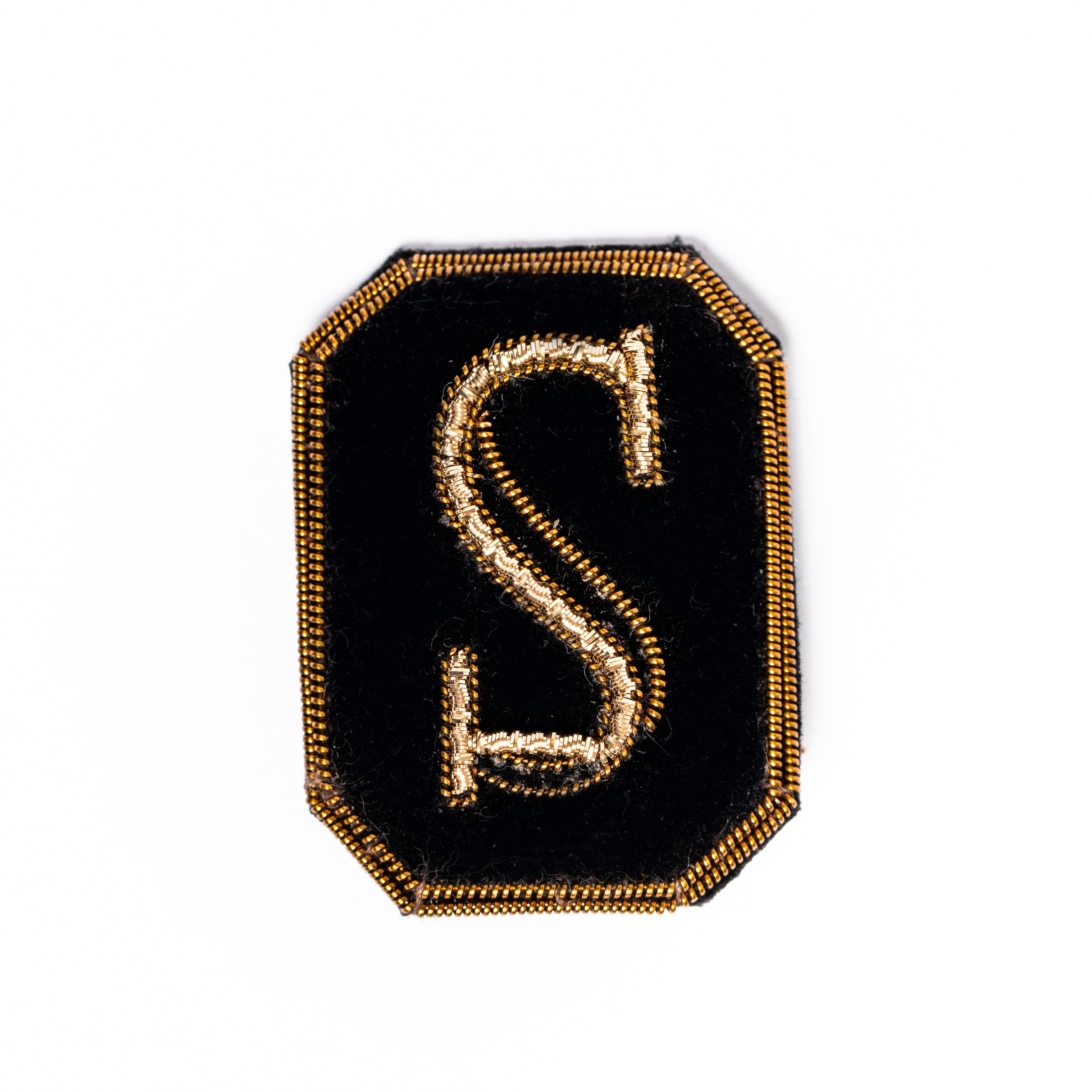 Antique Hand Embroidered Letter Brooch