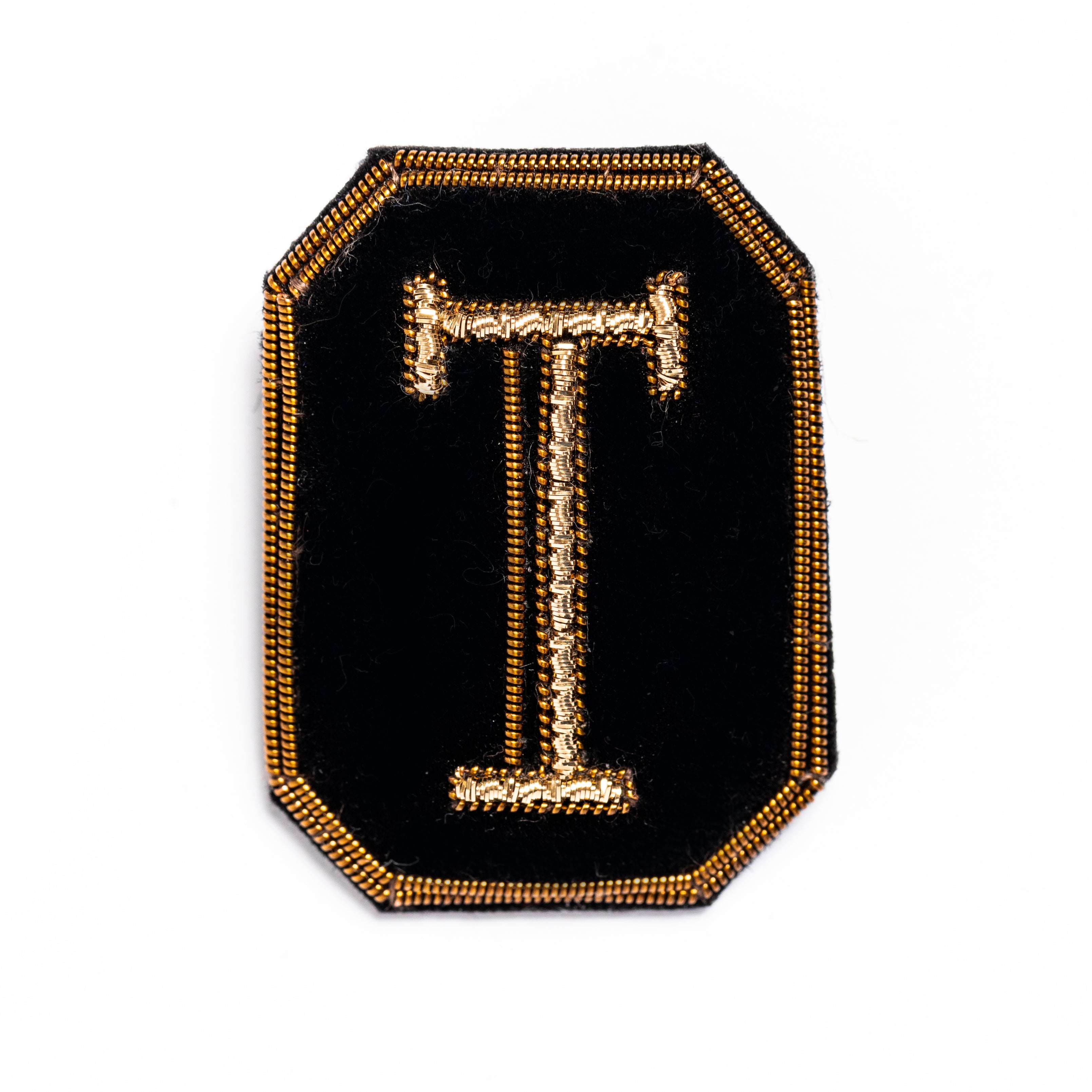 Antique Hand Embroidered Letter Brooch