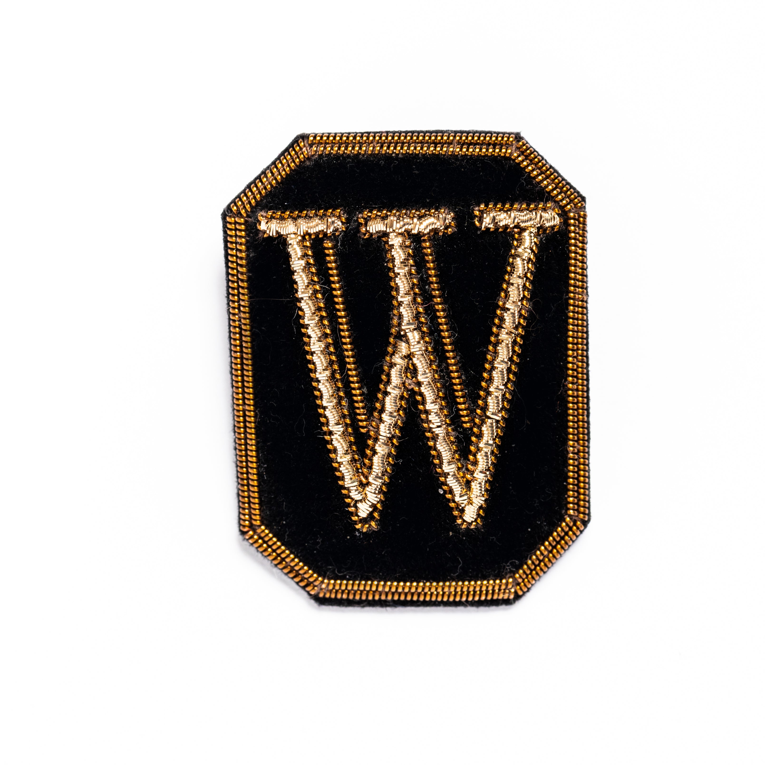 Antique Hand Embroidered Letter Brooch