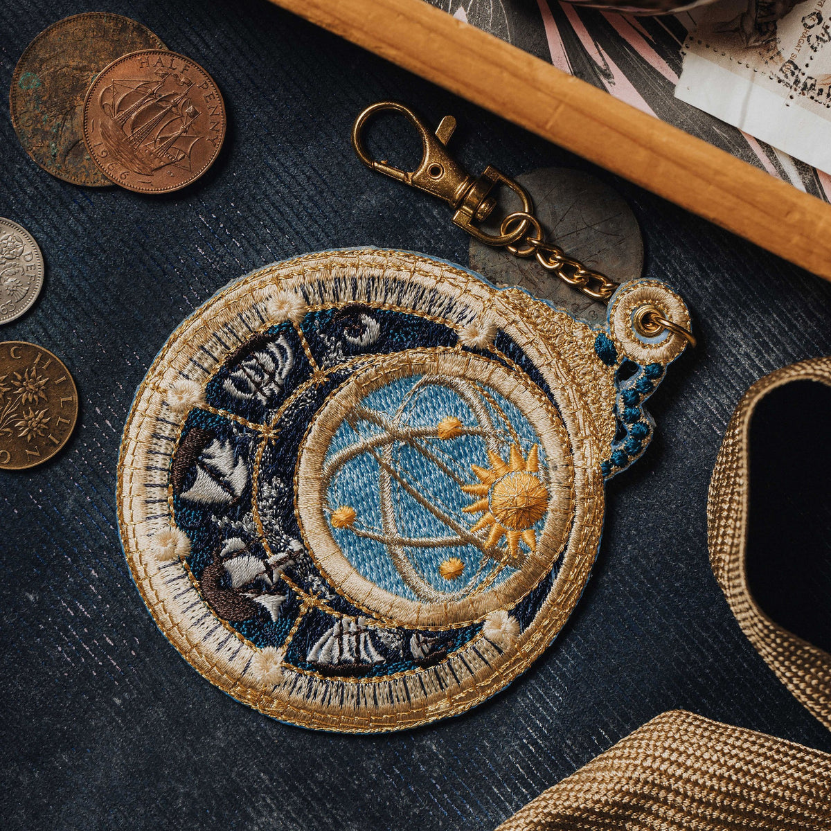 Armillary Embroidered Bag Charm