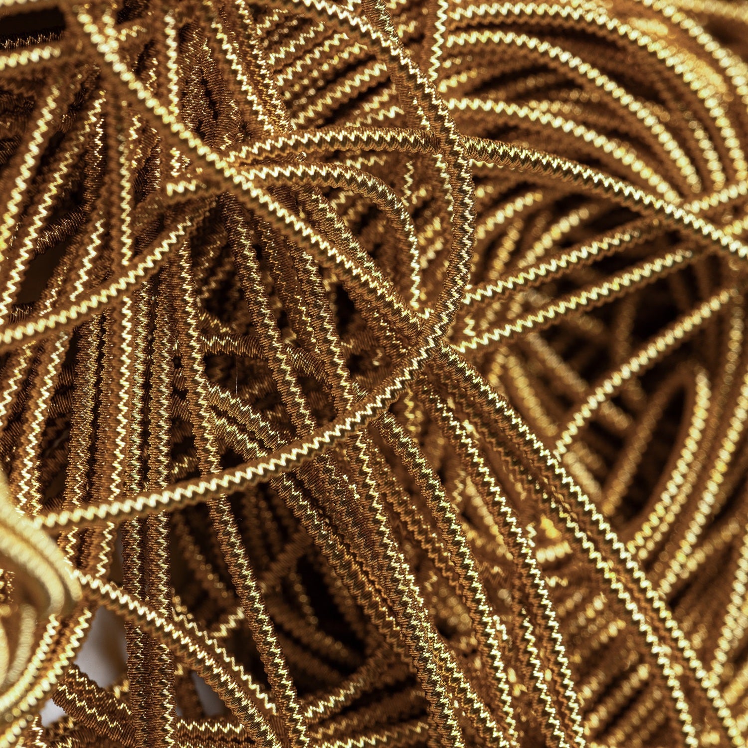 Porcelain Check Goldwork Embroidery Bullion Close Up