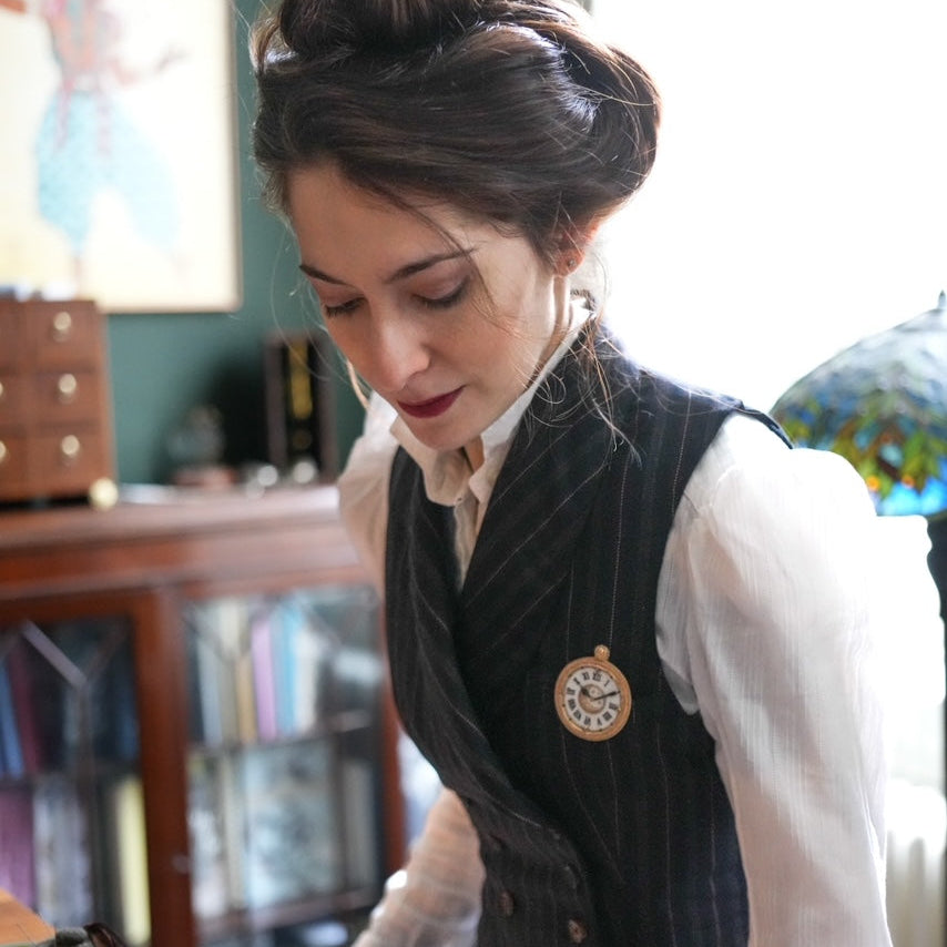 Bernadette Banner Time Travelers Pocket Watch Embroidered Brooch