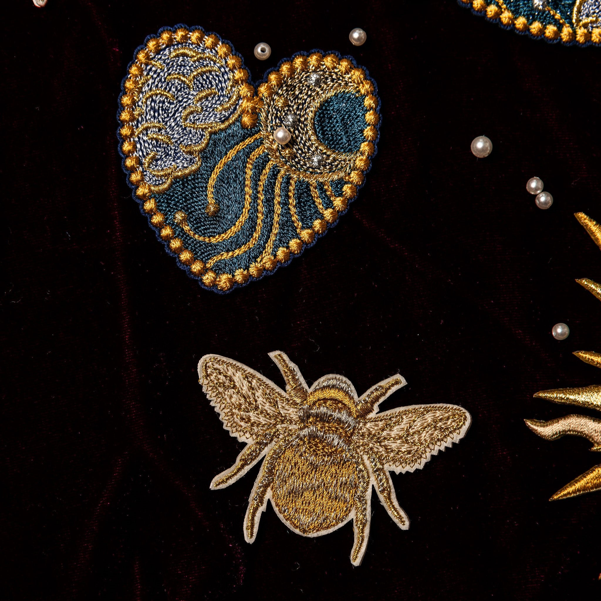 Classic Machine Embroidered Patch Collection - Astrologers Heart and Bee Embroidered Patches