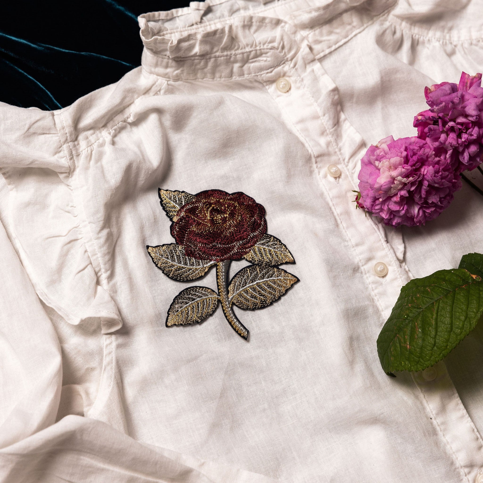 Classic Machine Embroidered Patch Collection - Classic Rose Embroidered Patch