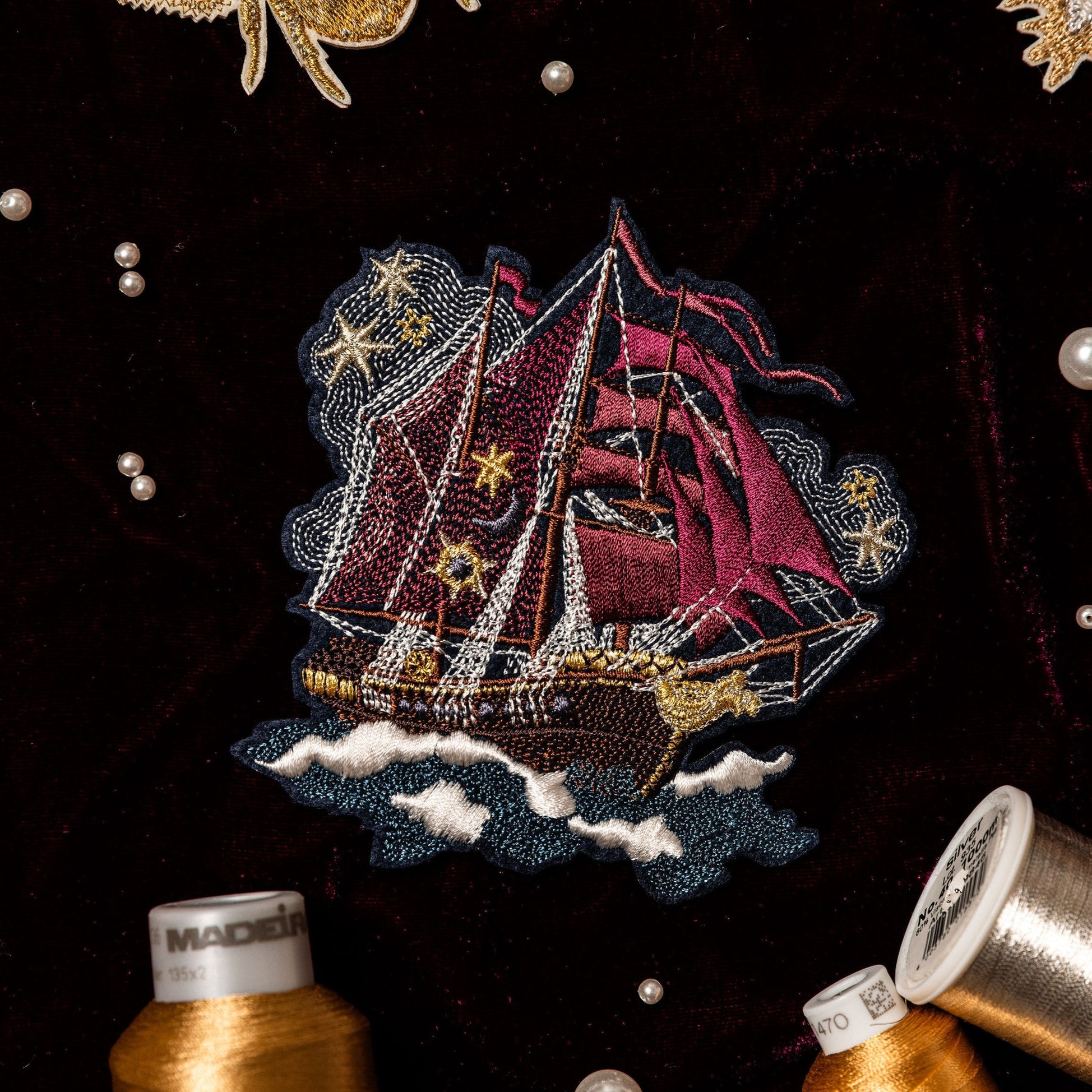 Classic Machine Embroidered Patch Collection - Dark Odyssey Ship Patch