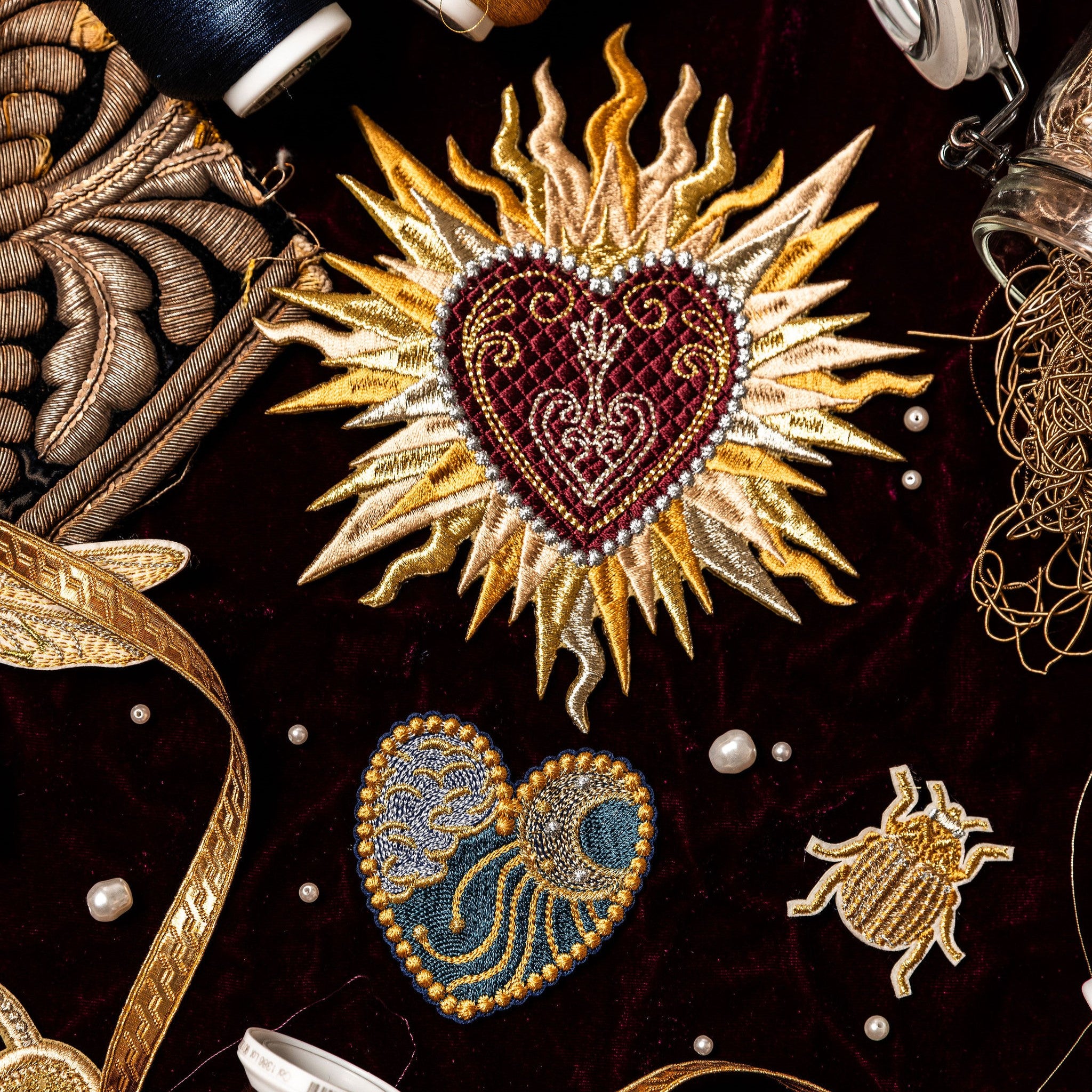 Classic Machine Embroidered Patch Collection - Sacred Heart Embroidered Patch