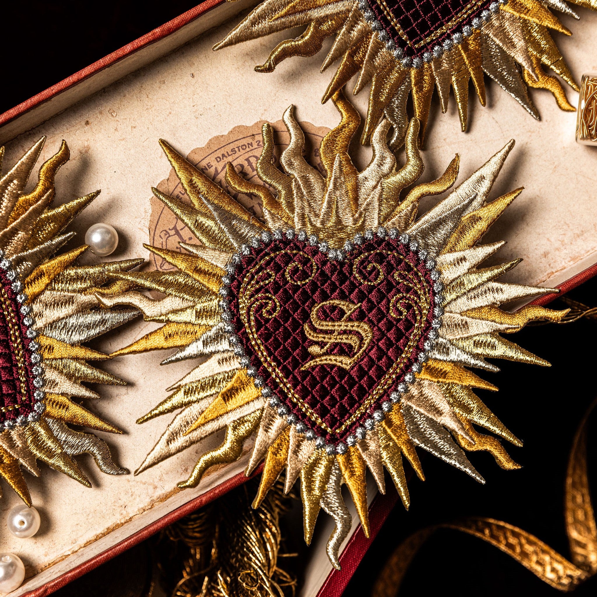 Classic Machine Embroidered Patch Collection - Sacred Heart Patch with Monogram