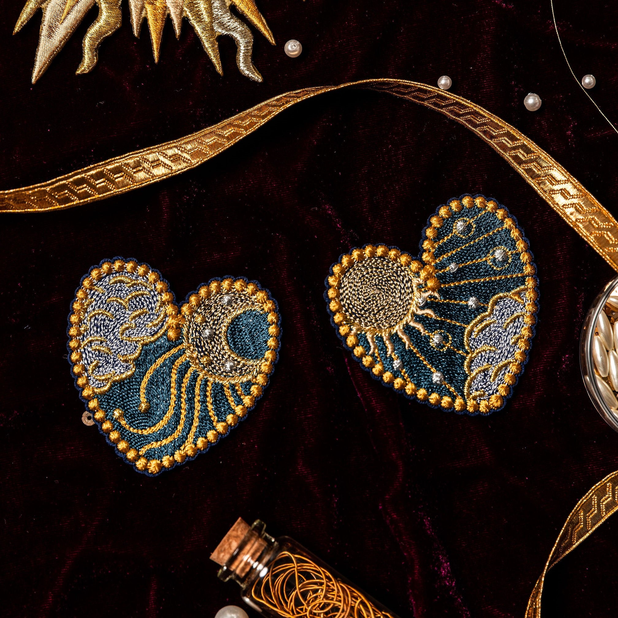 Classic Machine Embroidered Patch Collection - The Astrologers Heart Patch Set