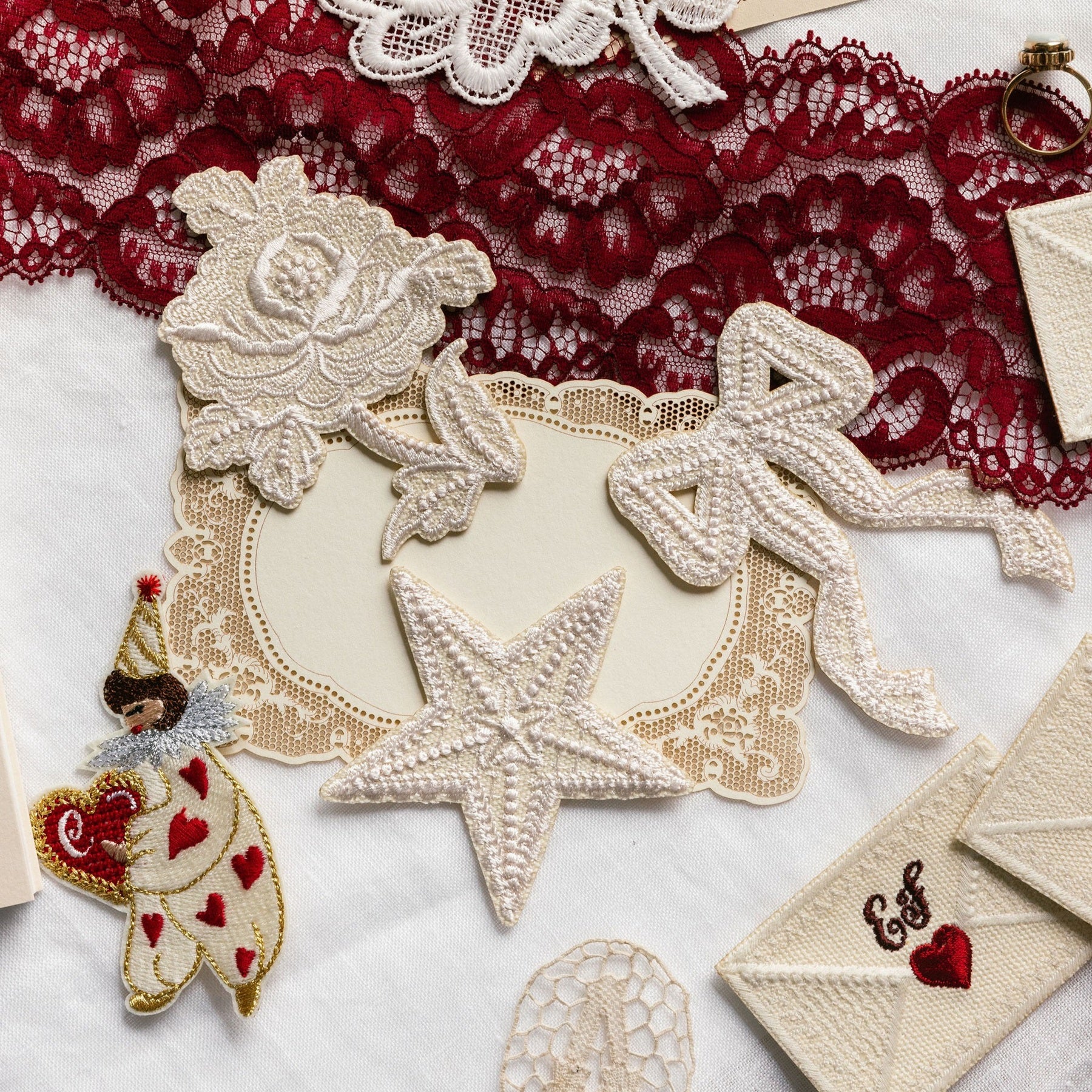 Embroidered Love Lace Patch Set - Valentines Collection 2026