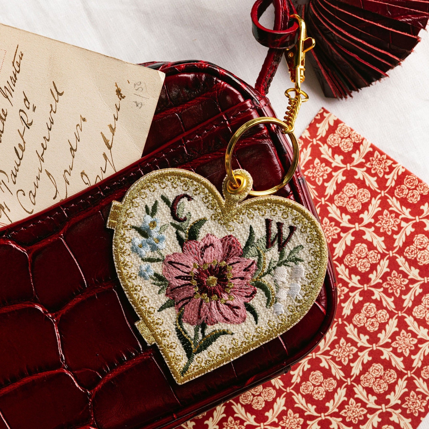 Embroidered Victorian Locket Bag Charm - Valentines Collection 2026