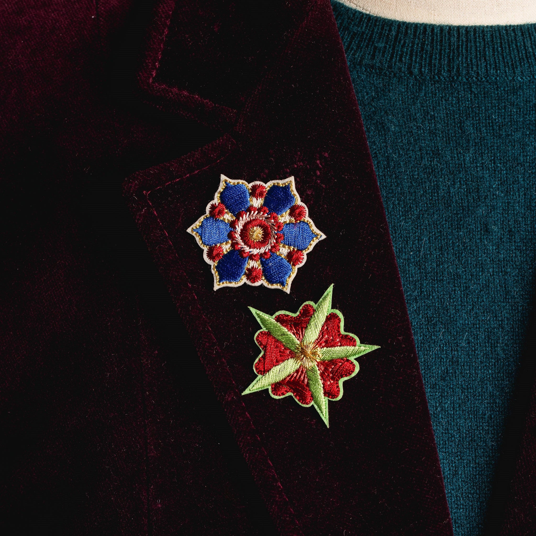 Fairy Tale Collection - Embroidered Medieval Floral Trio Patches