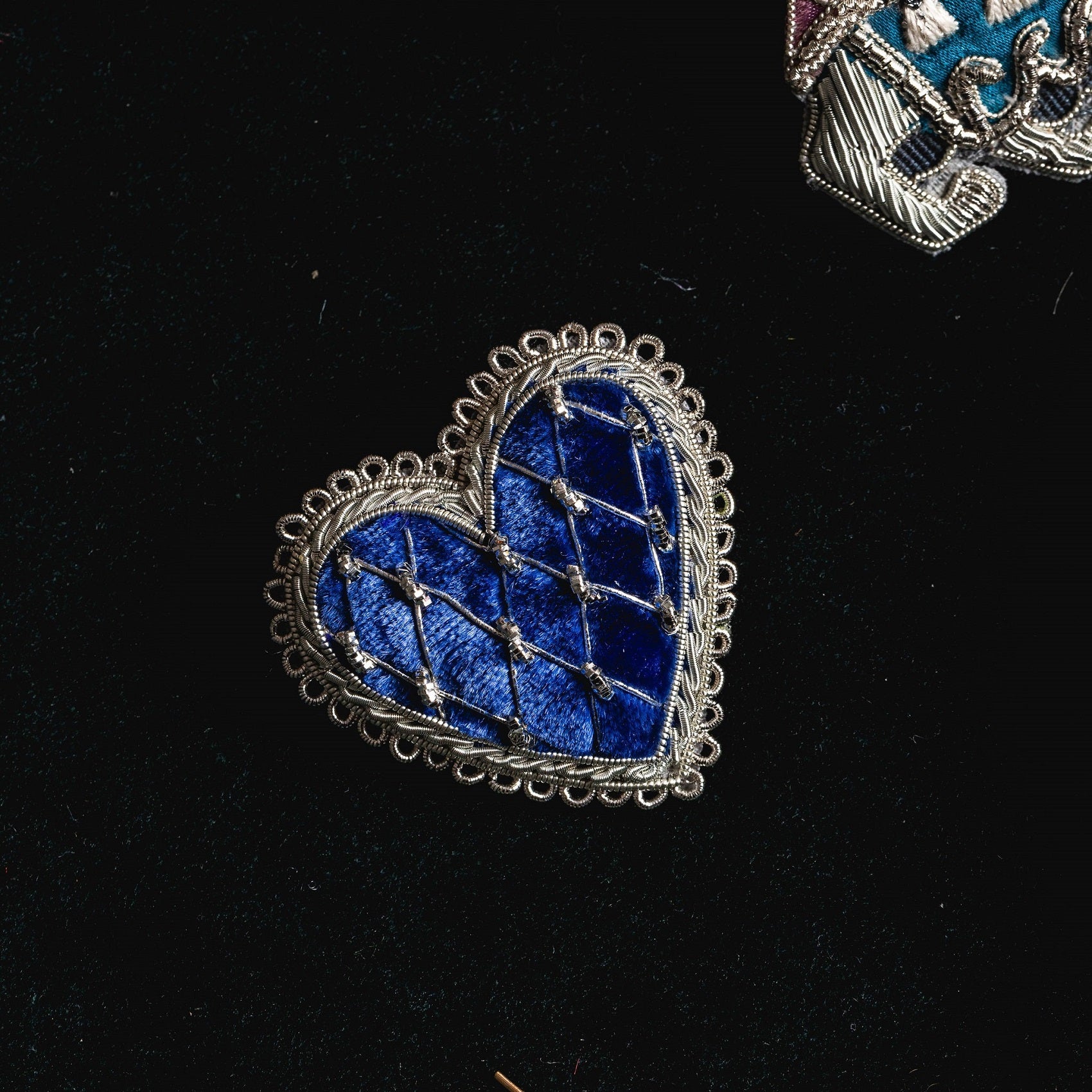 Fairytale Collection - Hand Embroidered Chainmail Heart Brooch