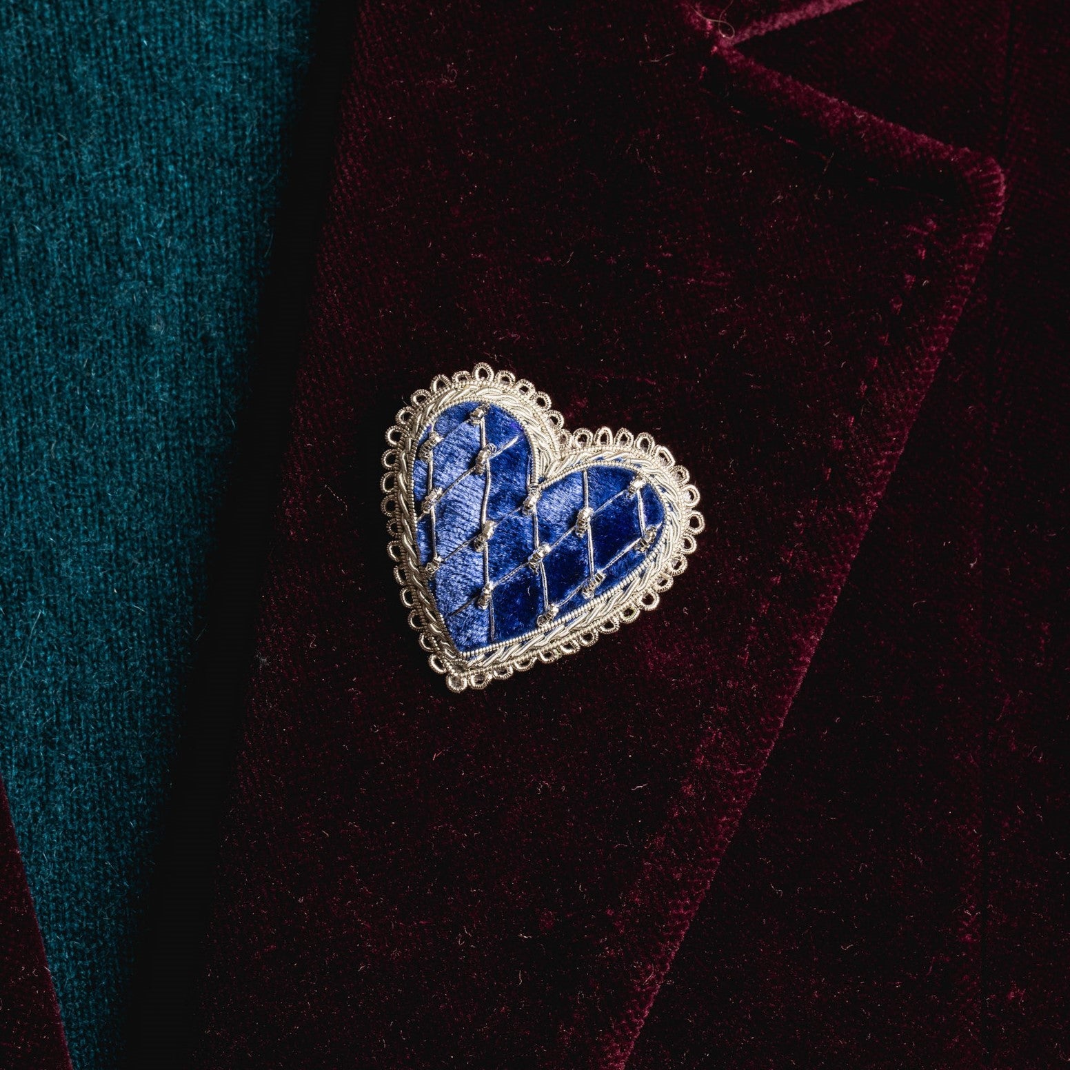 Fairytale Collection - Hand Embroidered Chainmail Heart Brooch