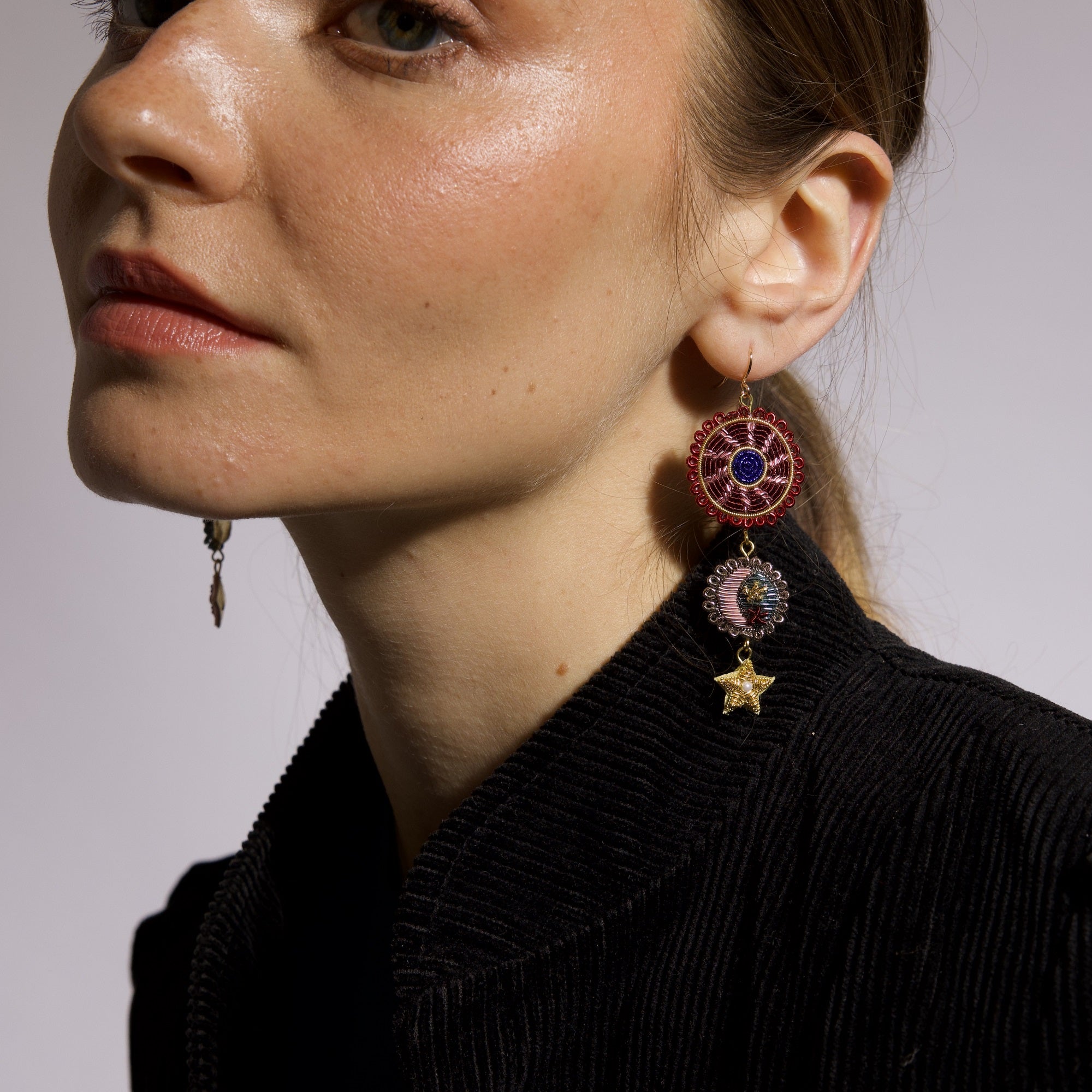 Fairytale Collection - Hand Embroidered Circus Charm Earrings