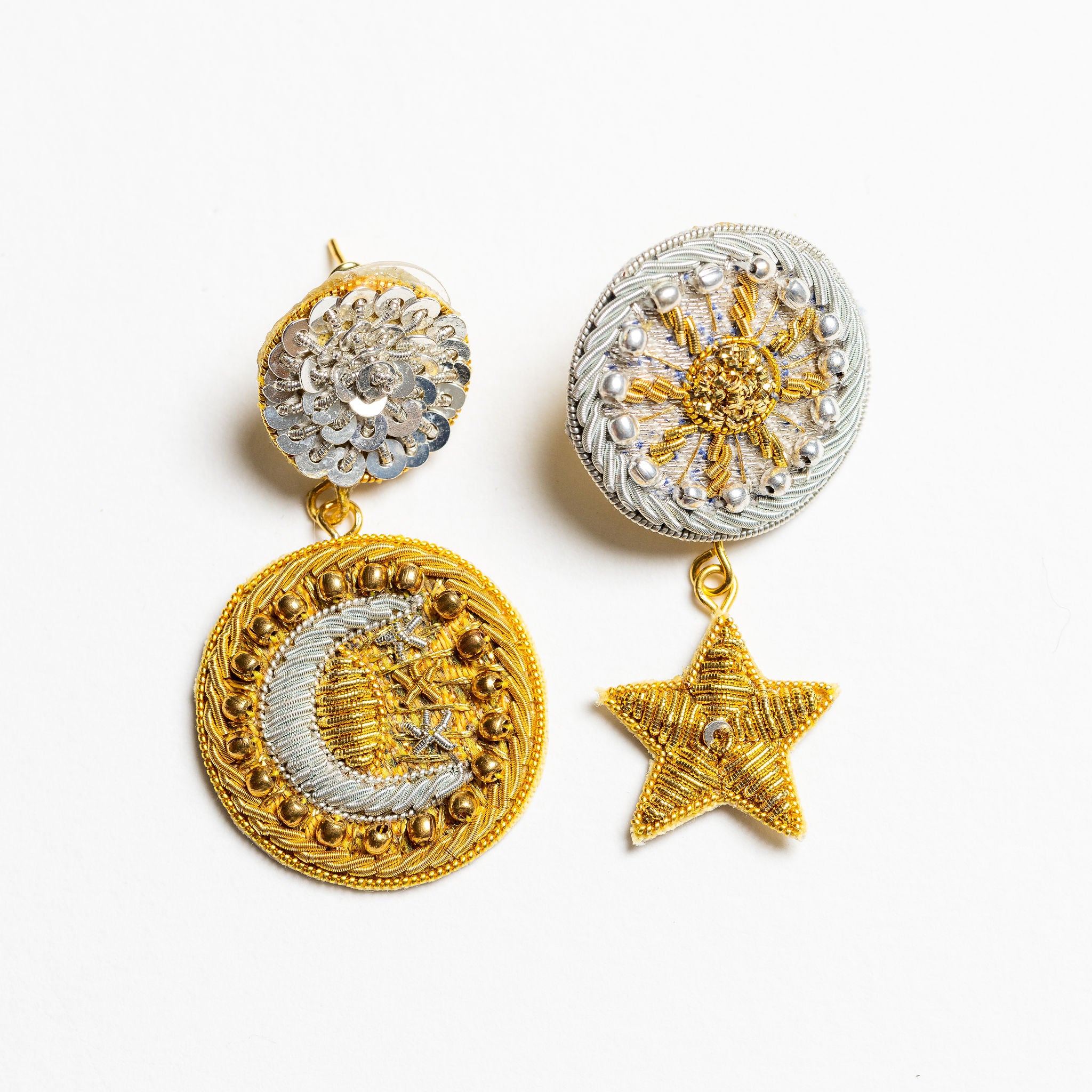 Fairytale Collection - Hand Embroidered Coin Earrings