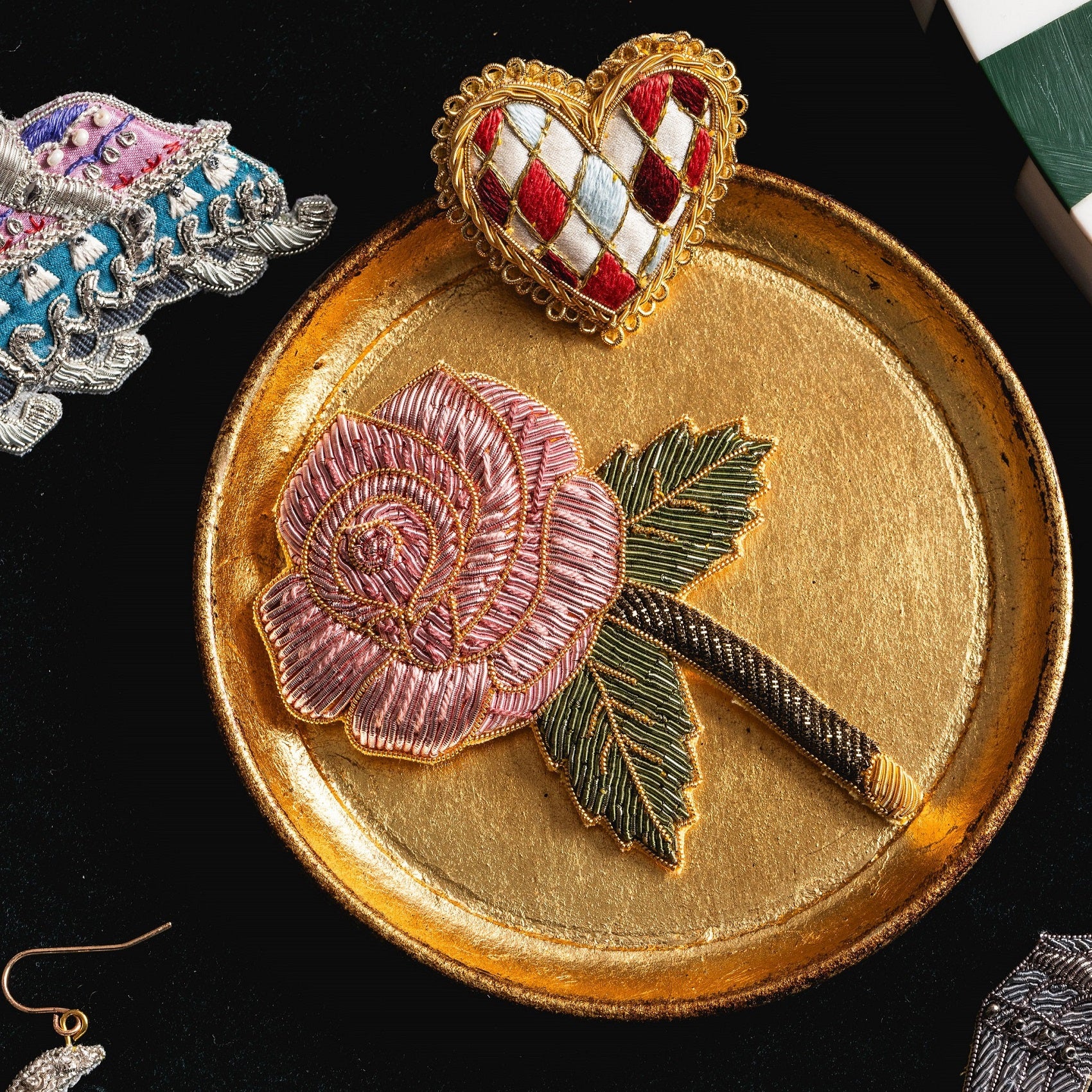 Fairytale Collection - Hand Embroidered Goldwork Brooches