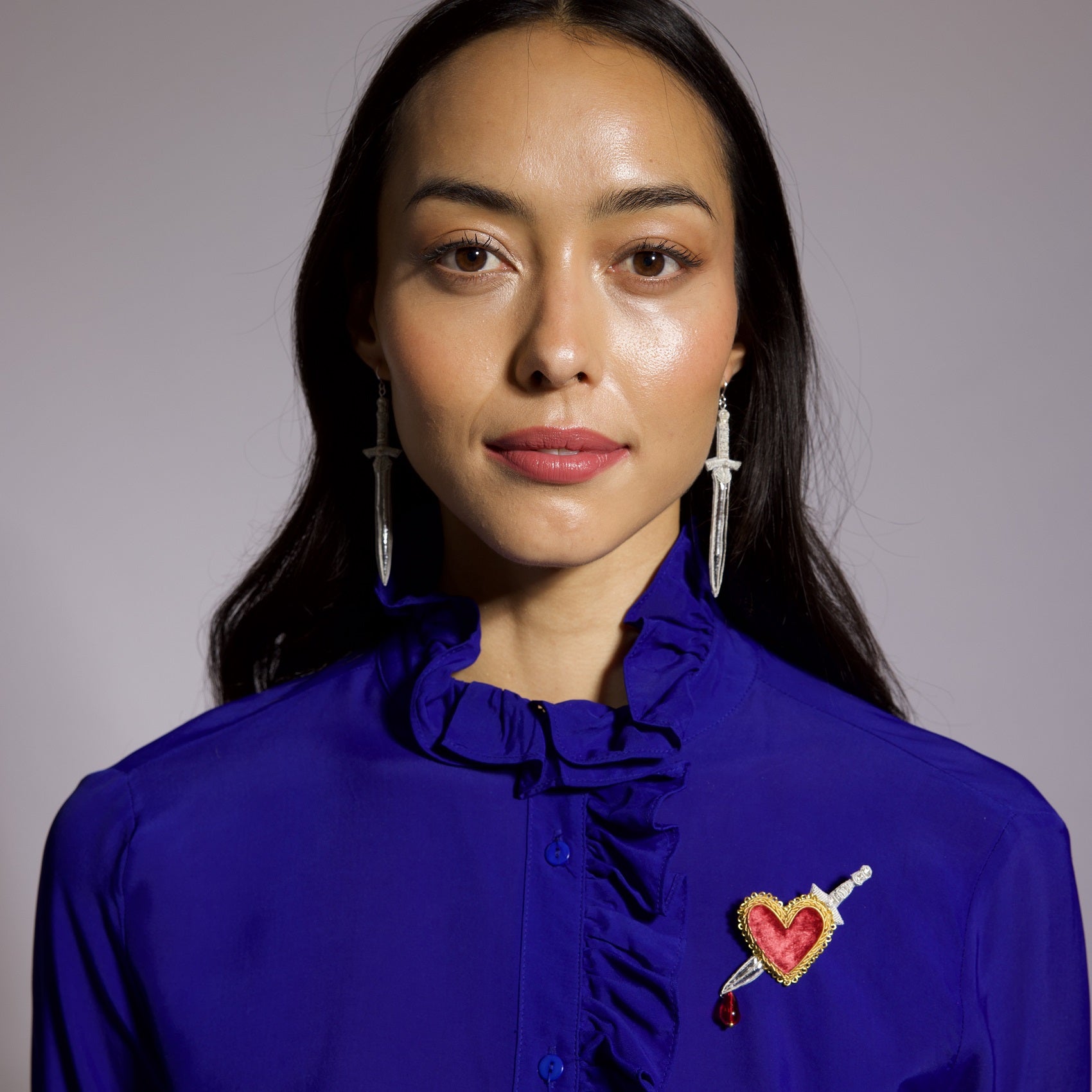 Fairytale Collection - Hand Embroidered Goldwork Dagger Earrings