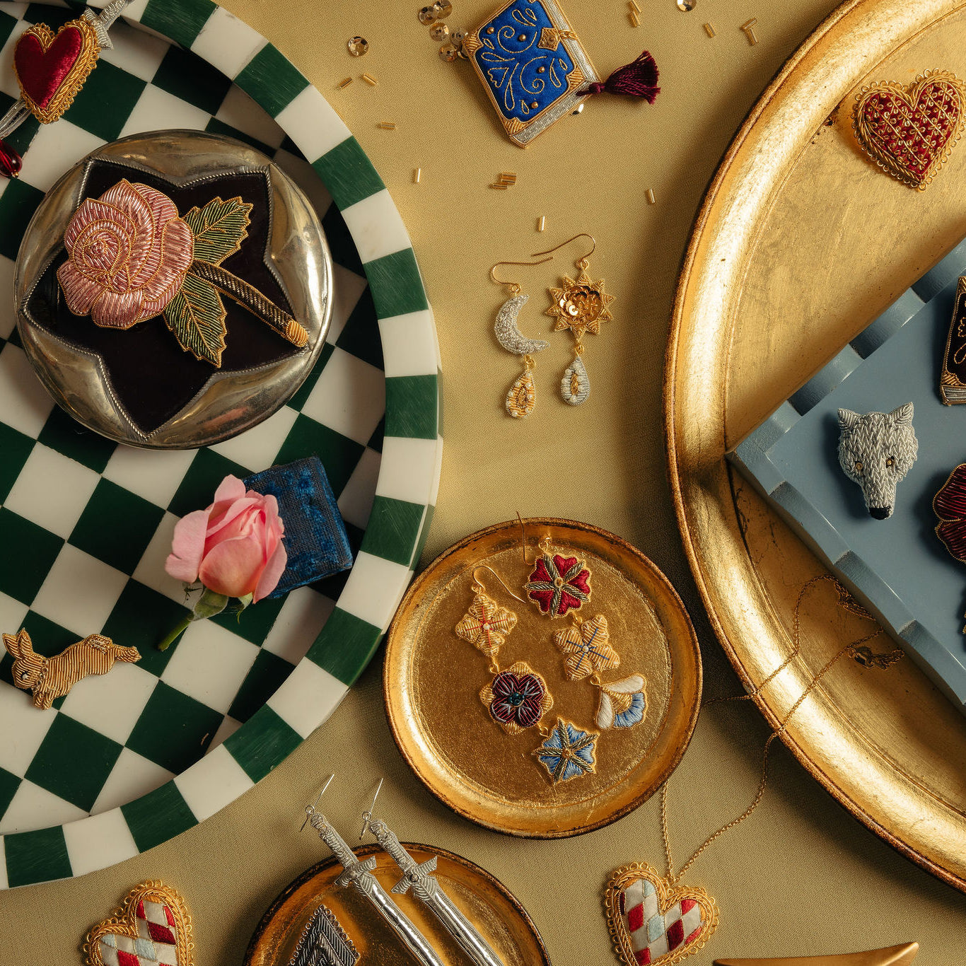 Fairytale Collection - Hand Embroidered Goldwork Jewellery