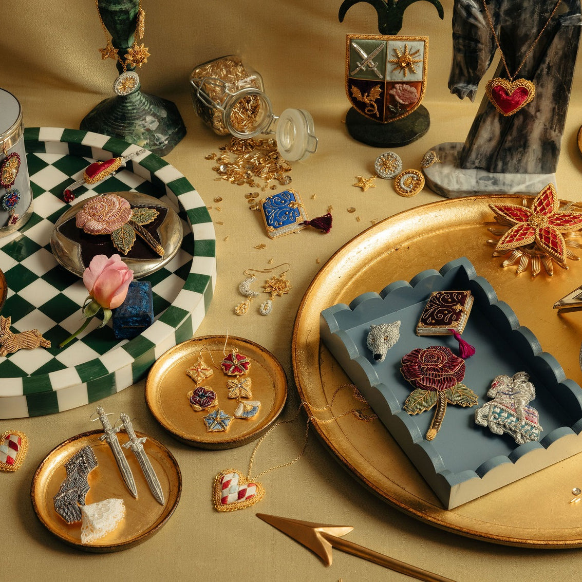 Fairytale Collection - Hand Embroidered Goldwork Jewellery