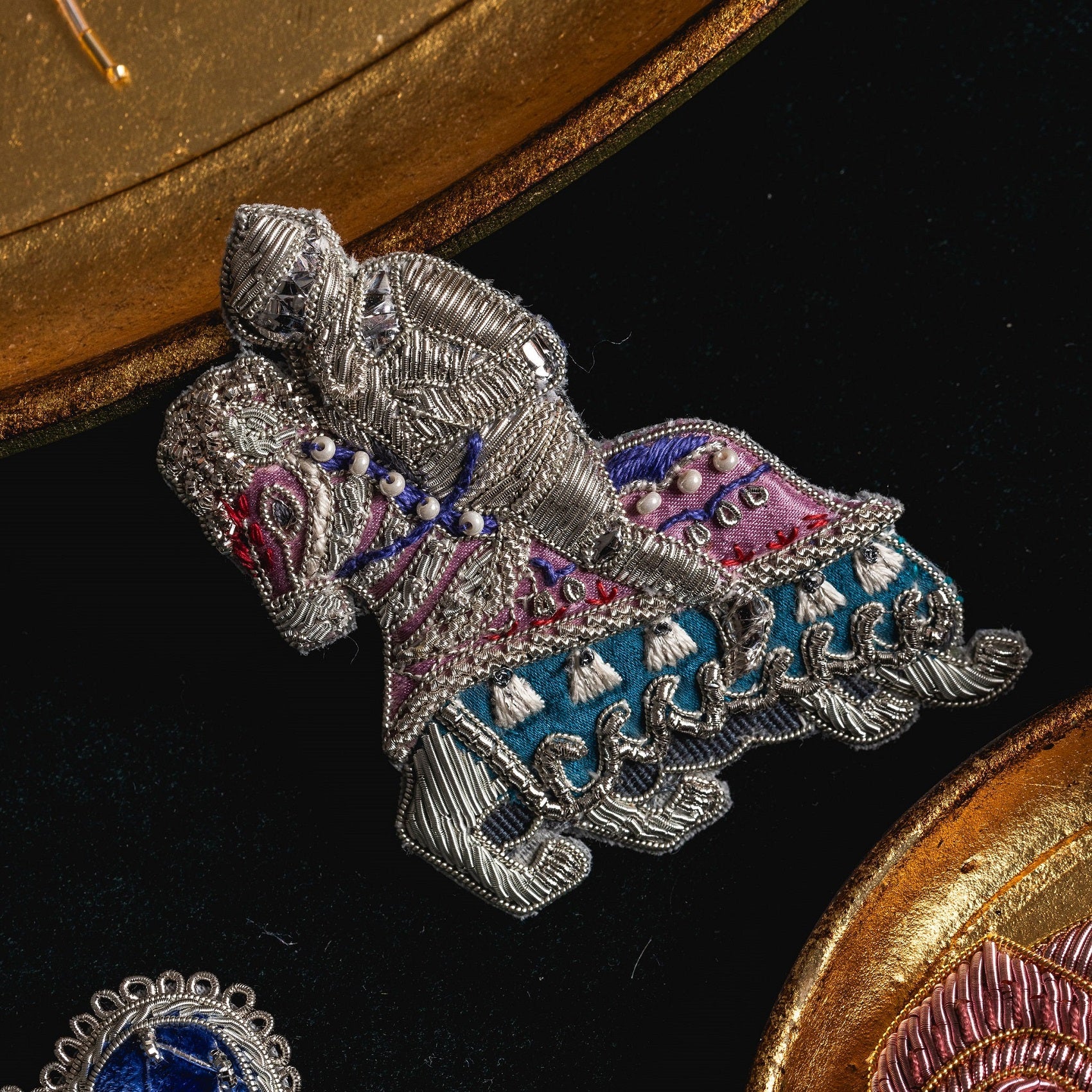 Fairytale Collection - Hand Embroidered Goldwork Knight Brooch