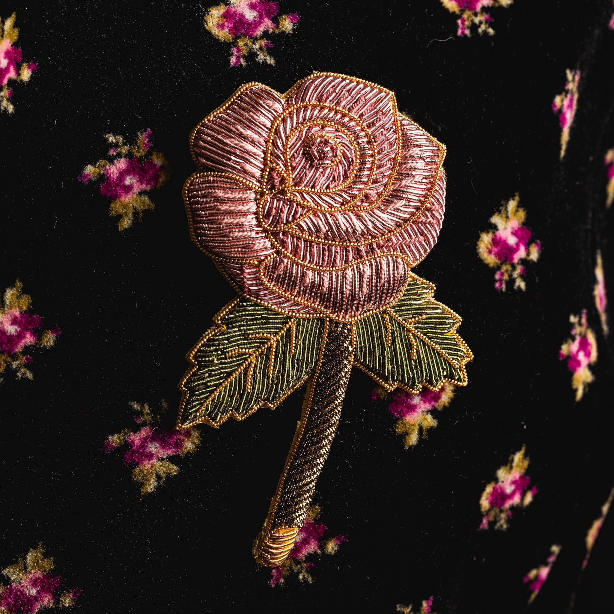 Fairytale Collection - Hand Embroidered Sir Hand Rose Brooch