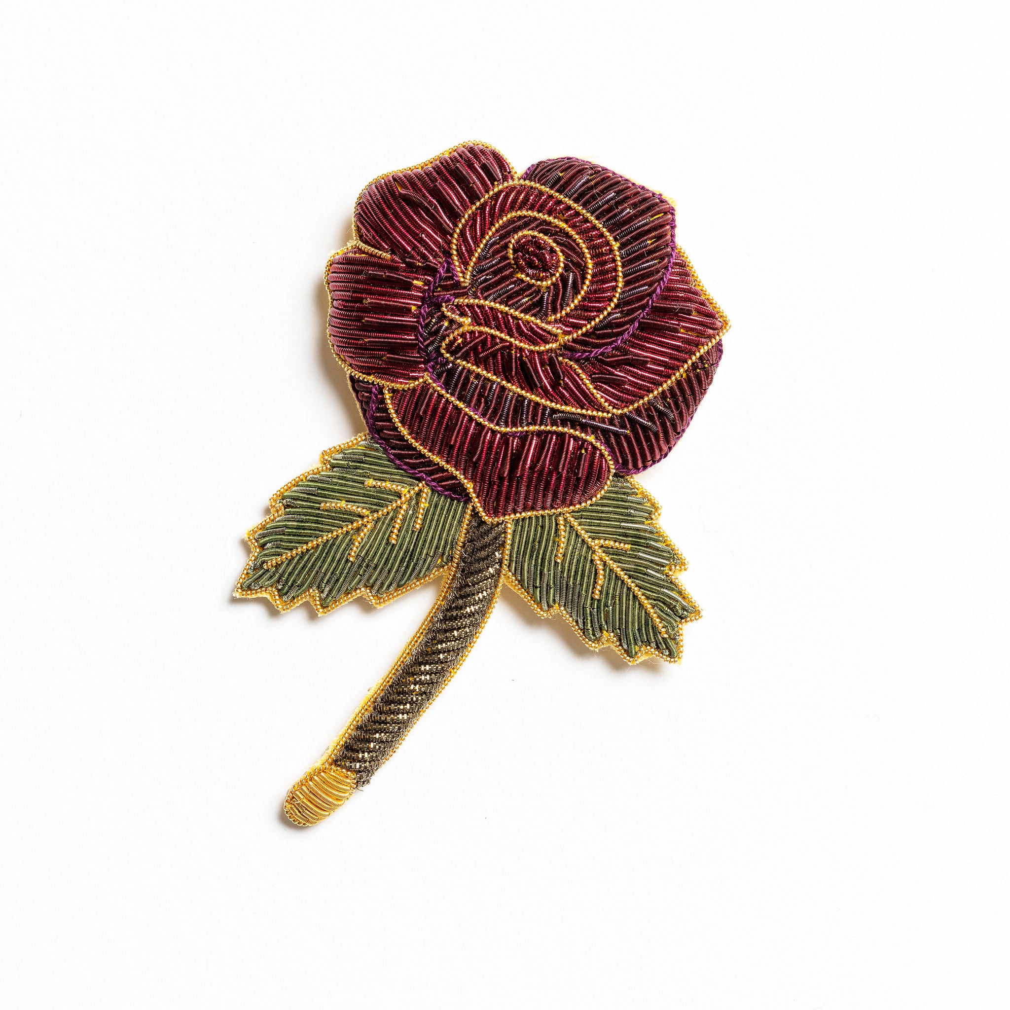 Fairytale Collection - Hand Embroidered Lady Lock Rose Brooch