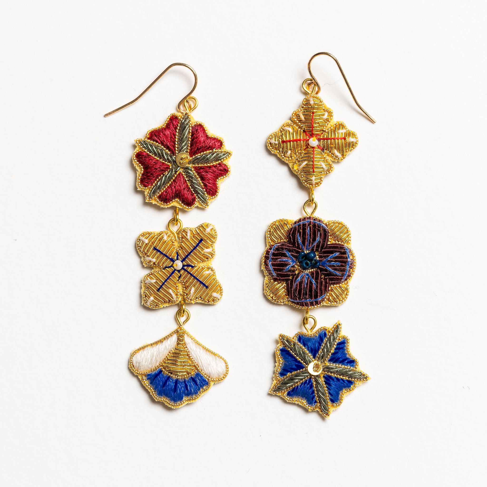 Fairytale Collection - Hand Embroidered Trellis Charm Earrings