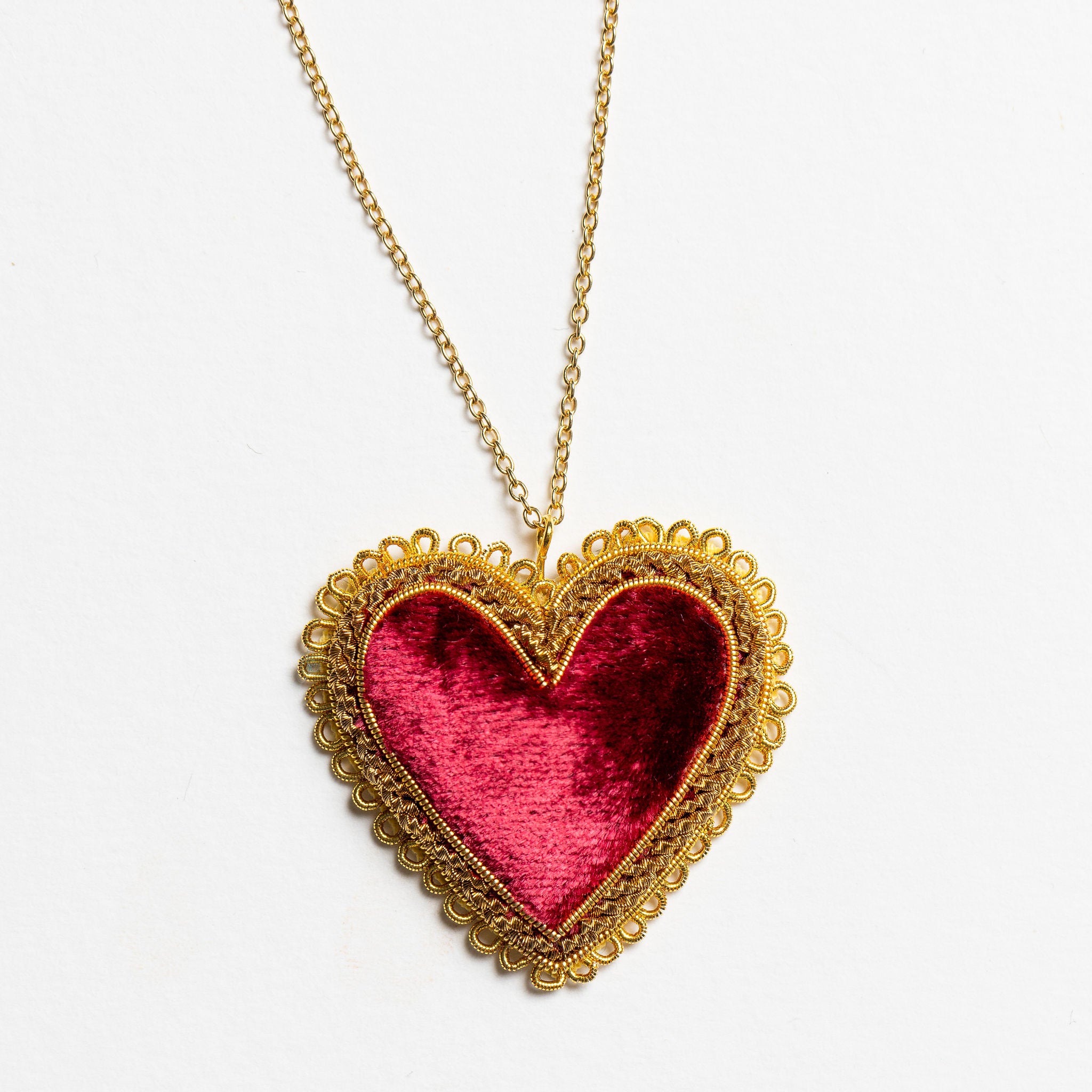 Fairy Tale Collection - Hand Embroidered Velvet Heart Necklace