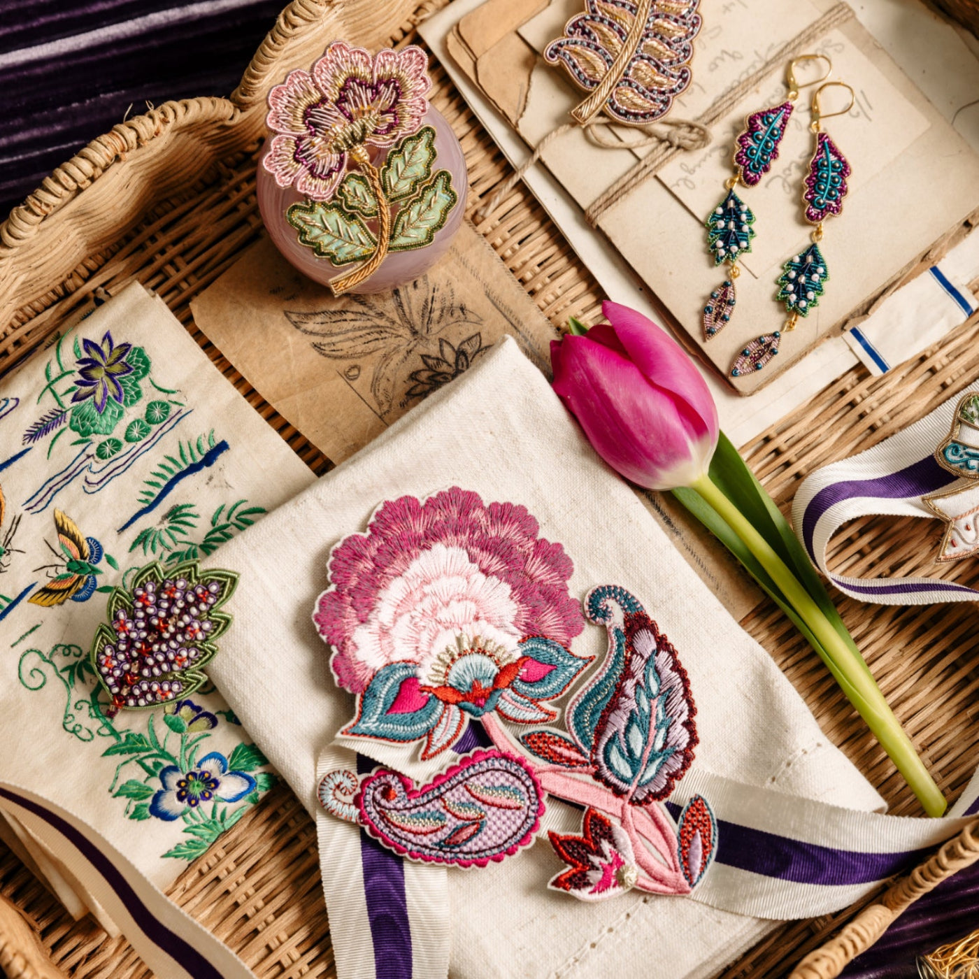 Floral Anthology Collection - Machine and Hand Embroidered Accessories