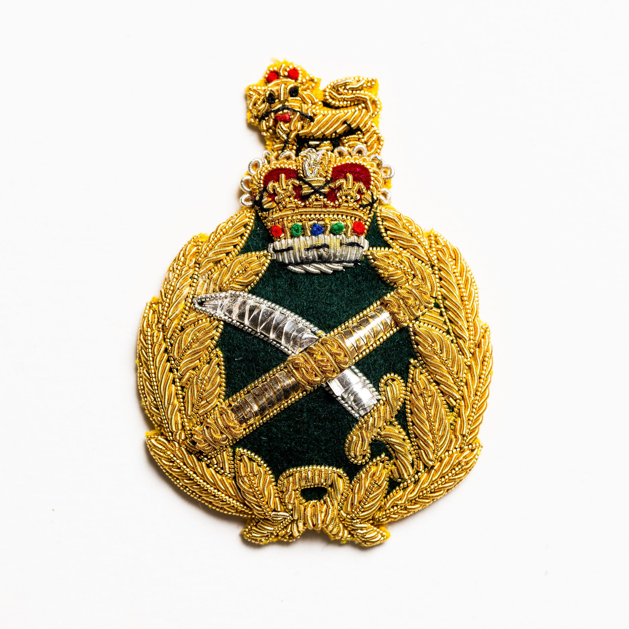 Generals Beret Badge - Green / Queens Crown