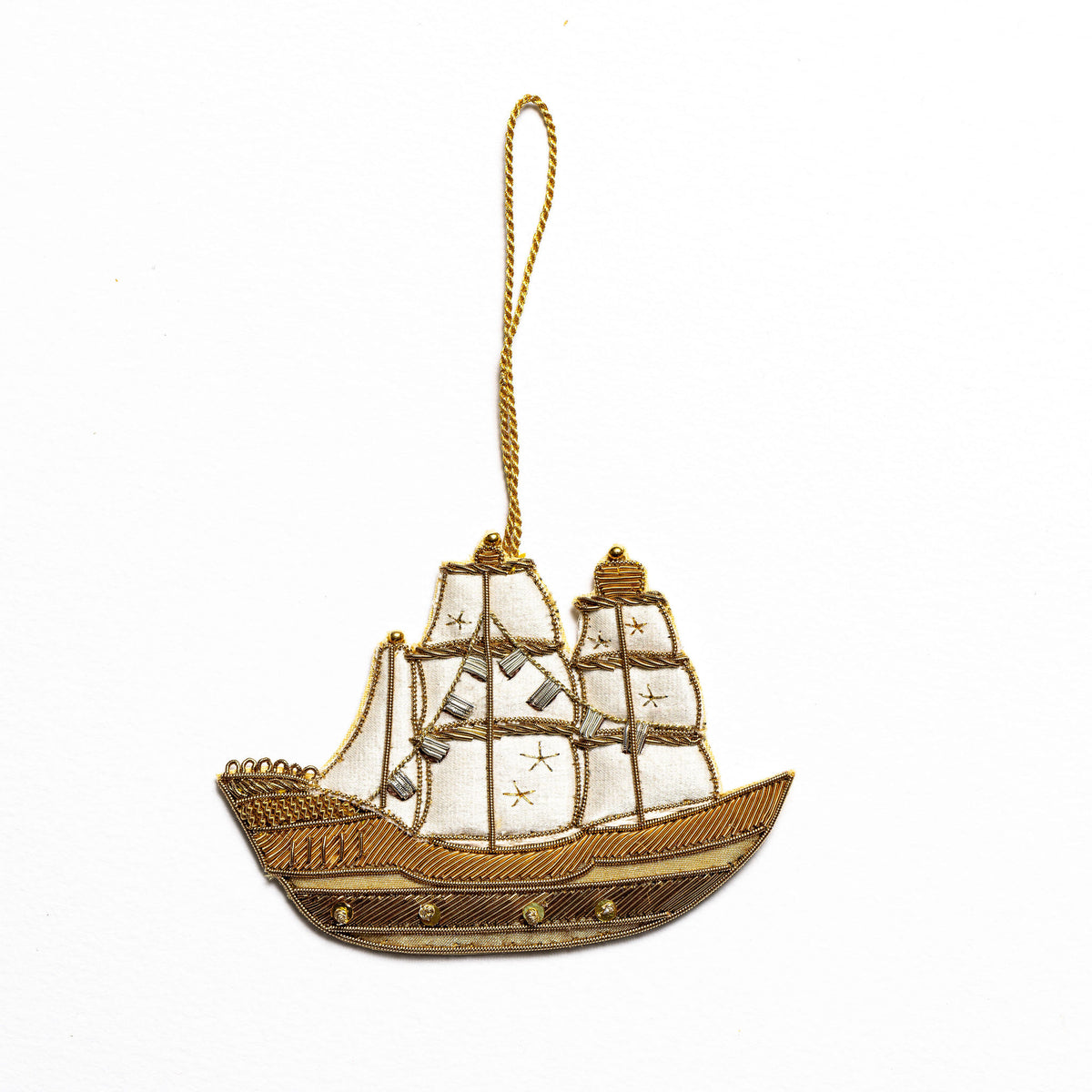 Golden Galleon Hand Embroidered Hanging Decoration