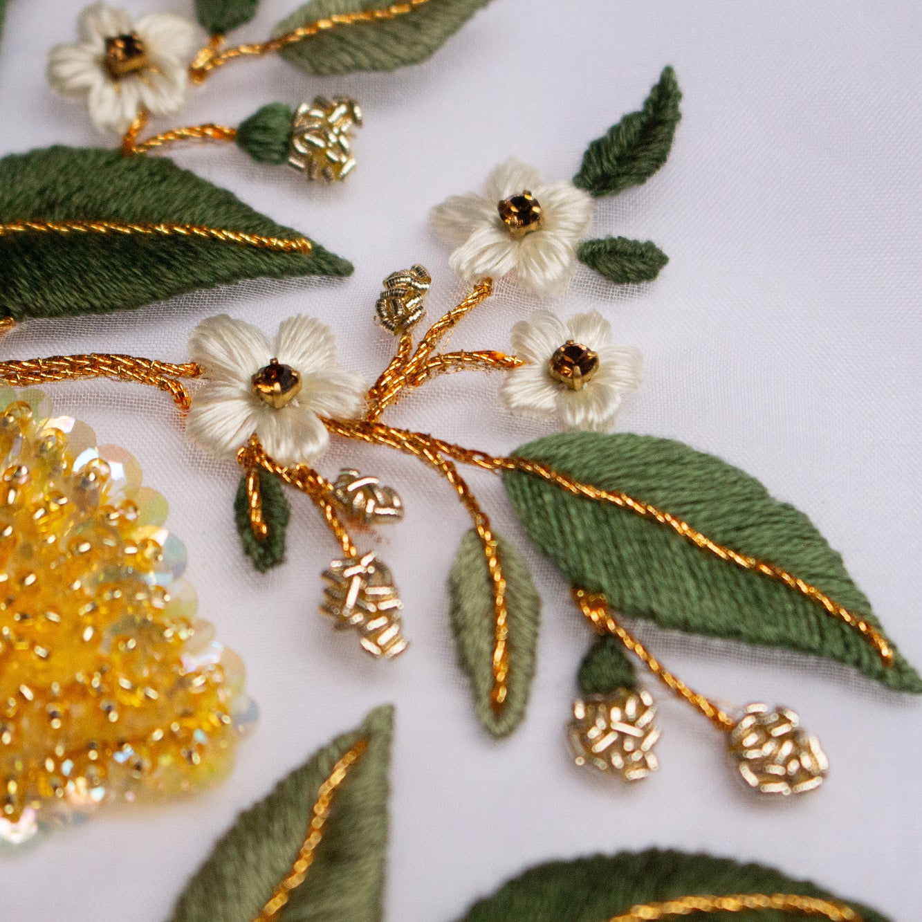 Hand and Lock School Hand Embroidery Course - Beaded Lemons
