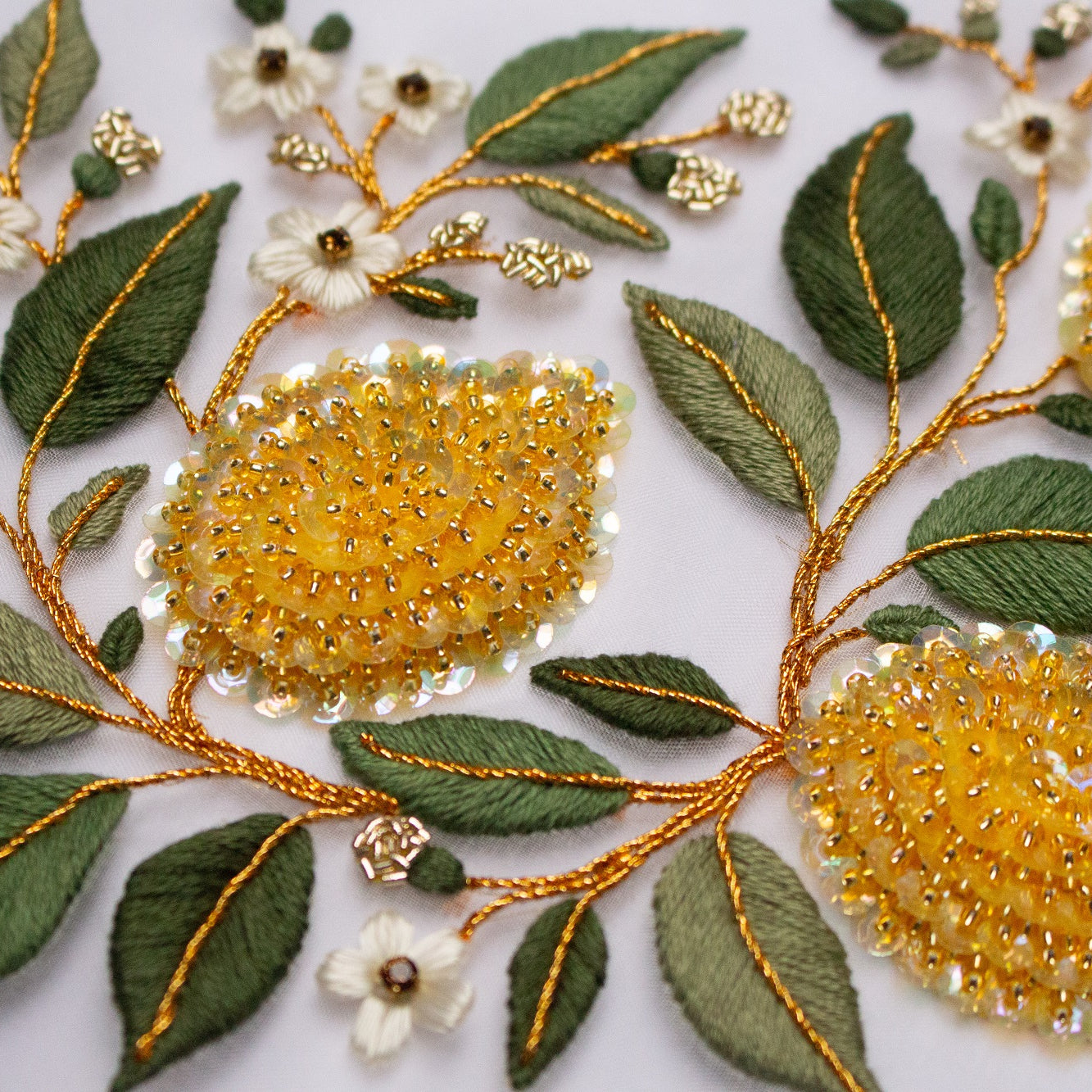 Hand and Lock School Hand Embroidery Course - Beaded Lemons