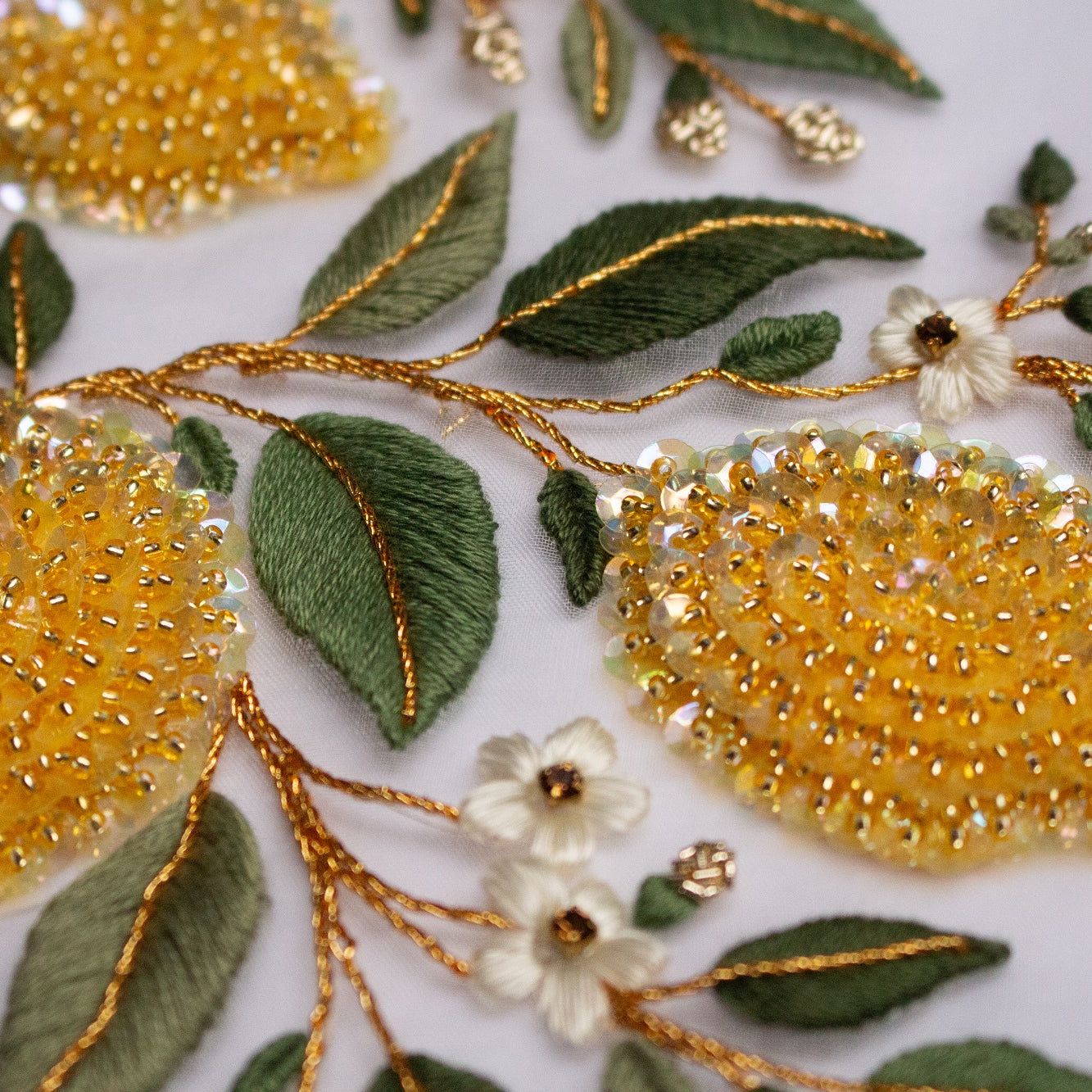 Hand and Lock School Hand Embroidery Course - Beaded Lemons
