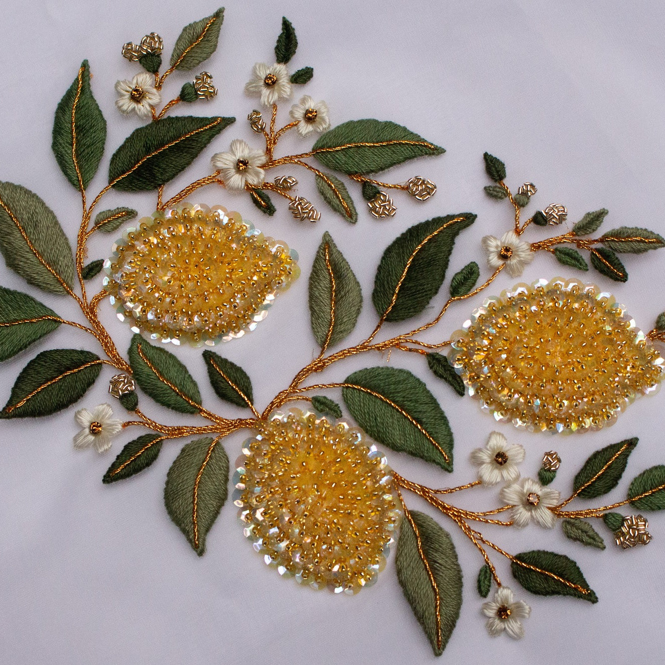 Hand and Lock School Hand Embroidery Course - Beaded Lemons