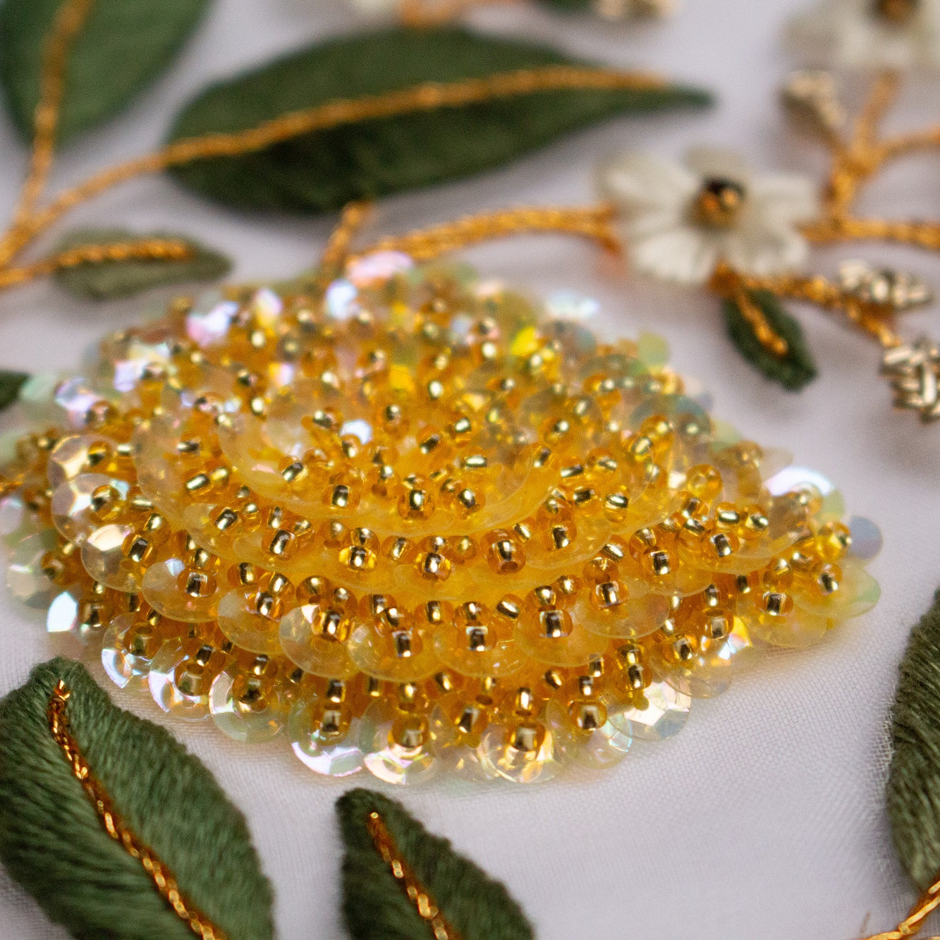 Hand and Lock School Hand Embroidery Course - Beaded Lemons