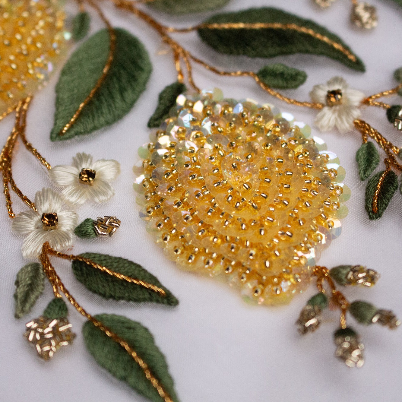 Hand and Lock School Hand Embroidery Course - Beaded Lemons