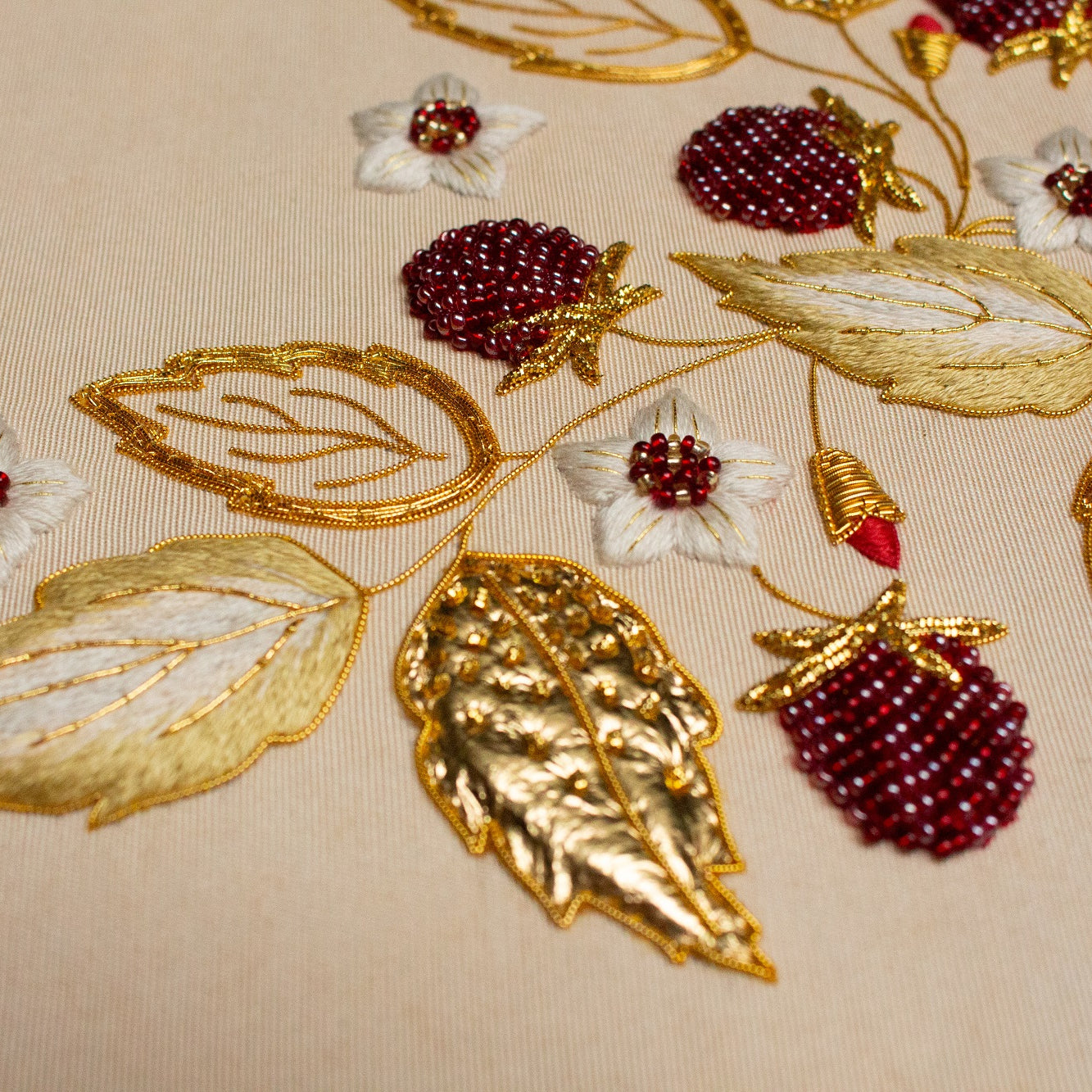 Hand and Lock School Hand Embroidery Course - Beaded and Goldwork Berries