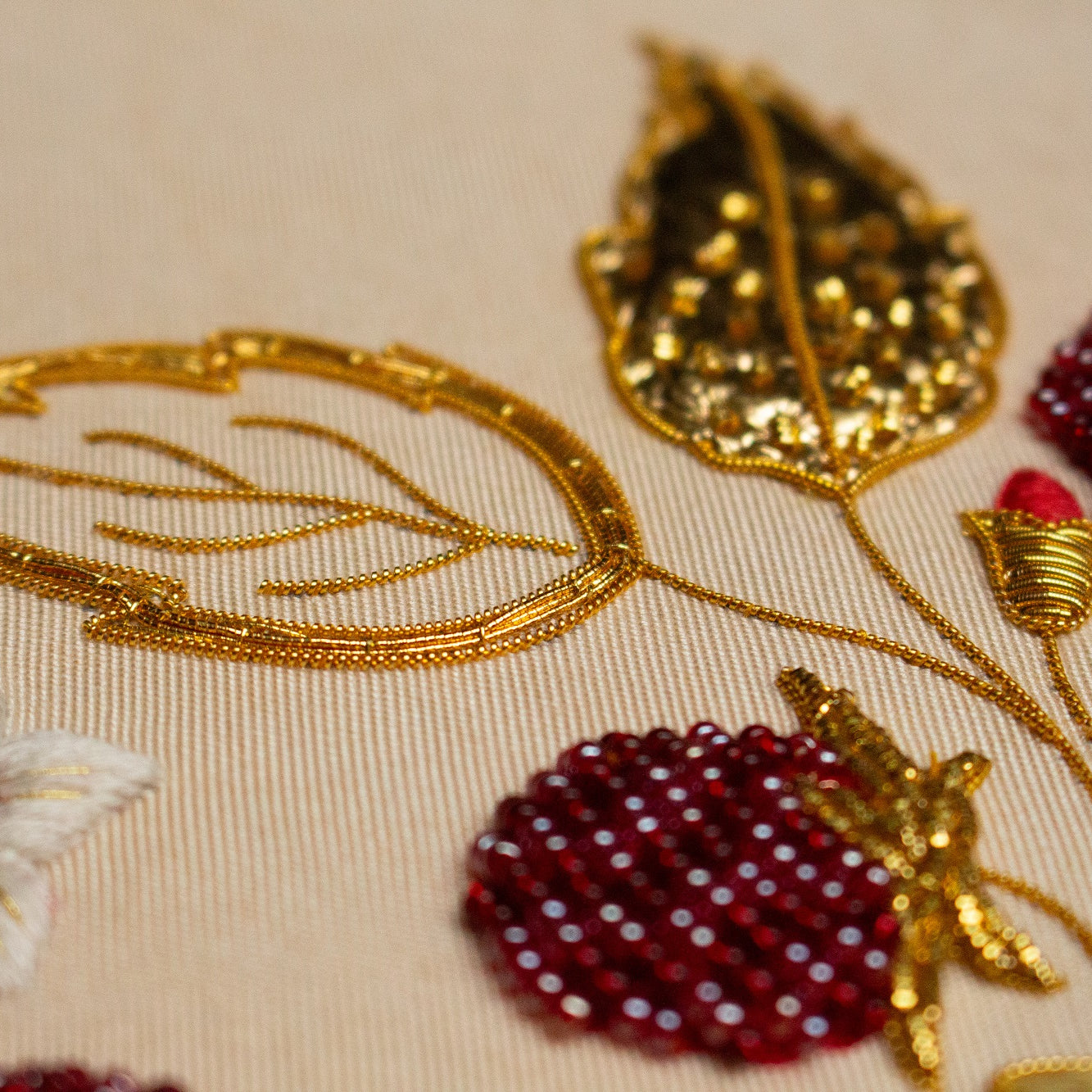Hand and Lock School Hand Embroidery Course - Beaded and Goldwork Berries