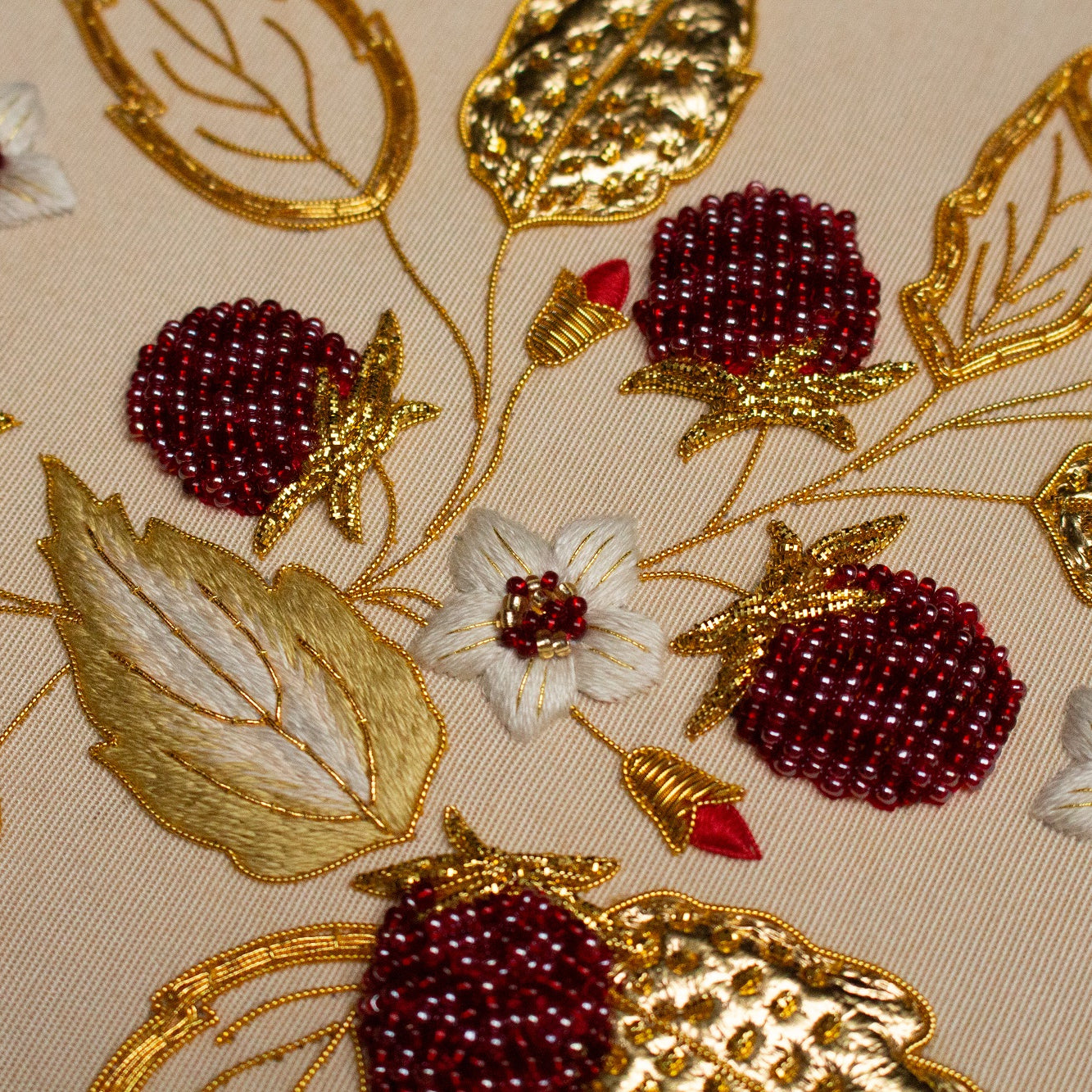 Hand and Lock School Hand Embroidery Course - Beaded and Goldwork Berries